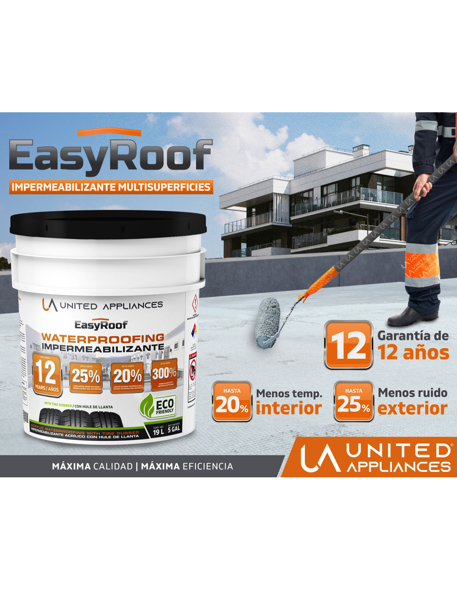 Foto 3 pulgar | Impermiabilizante Multisuperficies Easy-roof De United Appliances 19 Lt