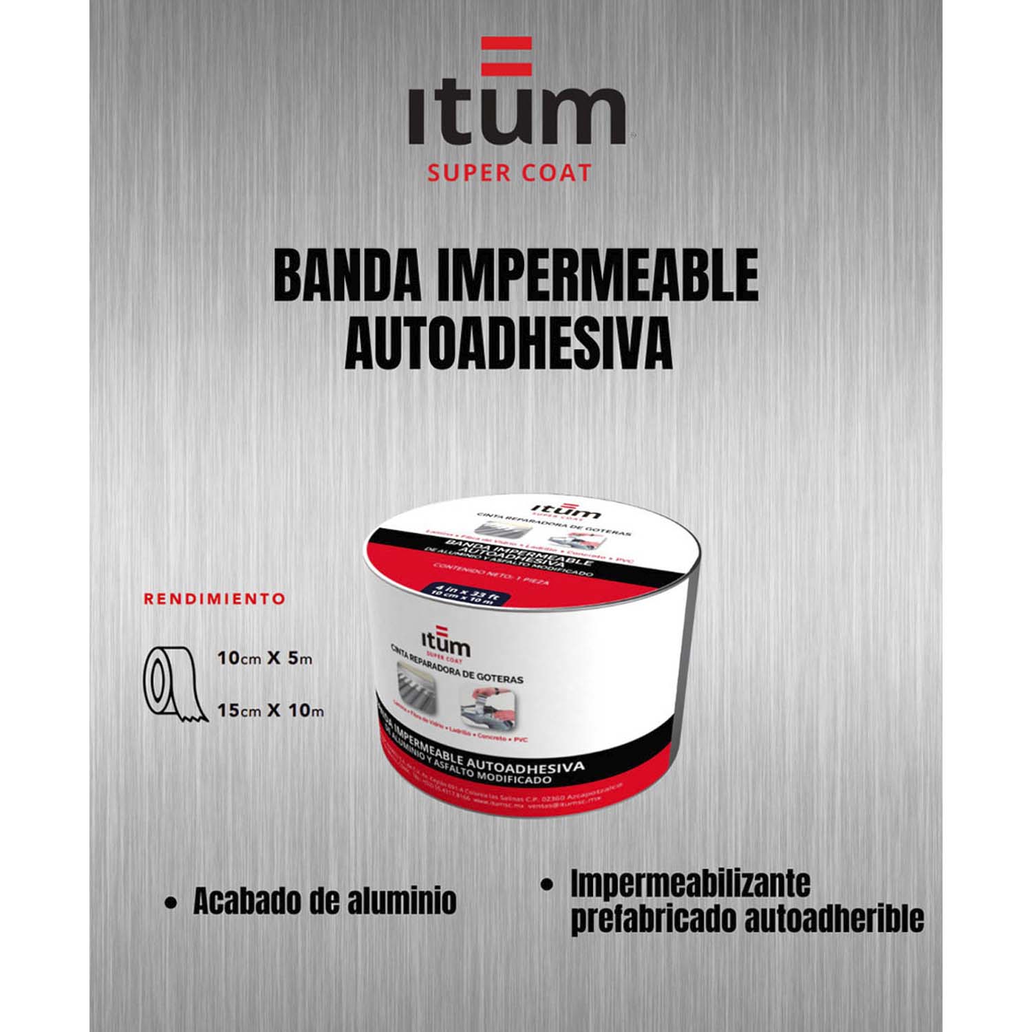 Foto 6 pulgar | Impermeabilizante Itum Autoadherible Cinta Reparadora De Goteras 15cmx10m