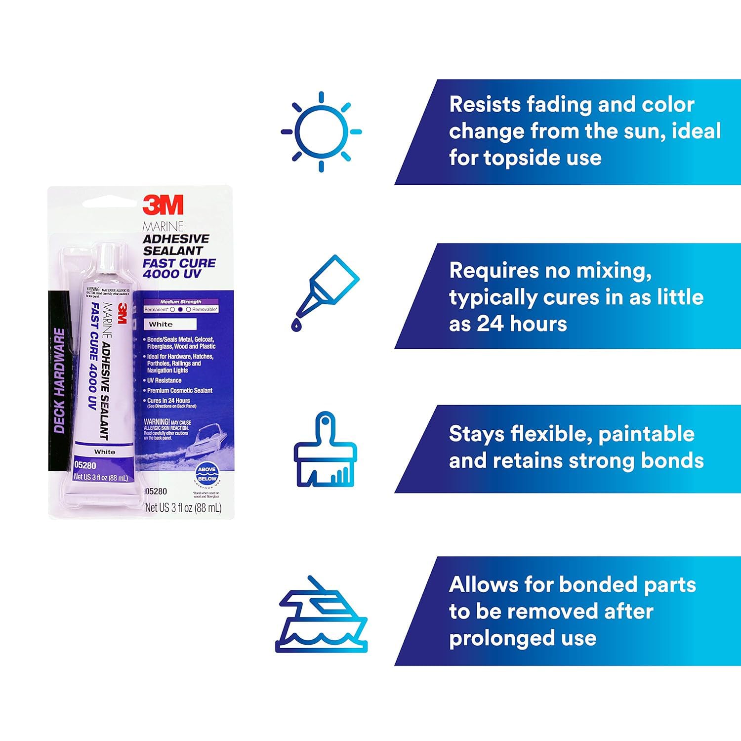 Foto 2 | Sellador Adhesivo 3m Marine 4000 Uv 90 Ml Blanco Impermeable - Venta Internacional.