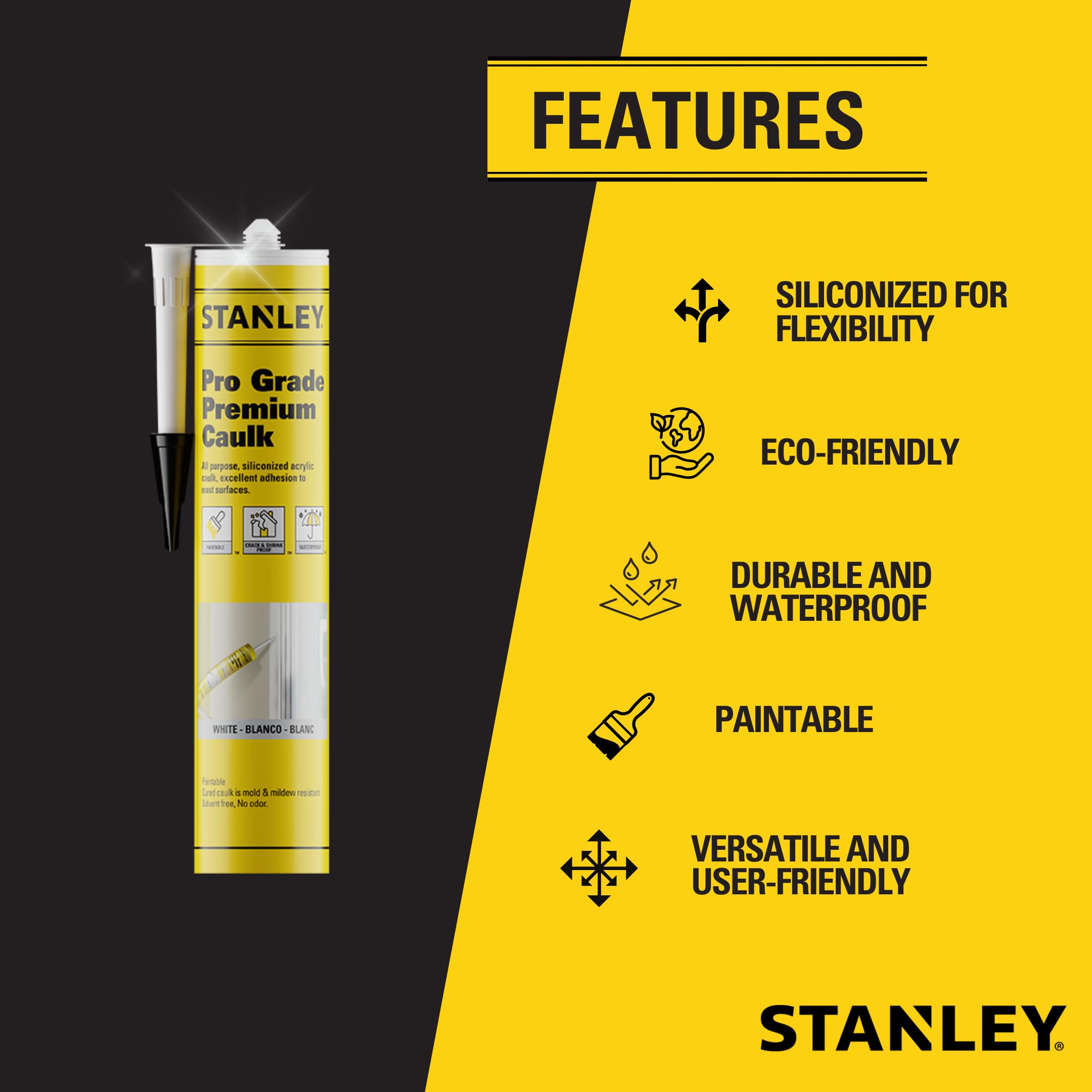 Foto 4 pulgar | Sealant Stanley Premium, Acrílico Siliconado Blanco, 300 Ml, Paquete De 2 - Venta Internacional.