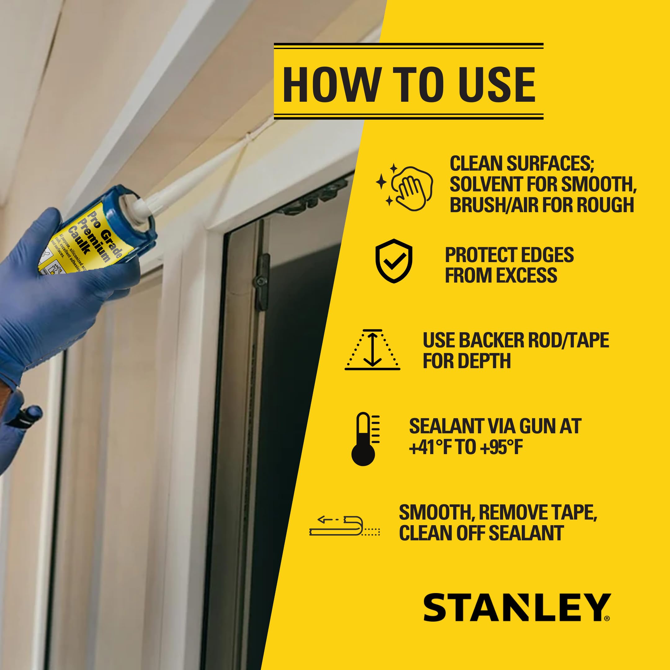 Foto 2 | Sellador Acrílico Caulk Stanley Premium, Siliconado, 300 Ml, Blanco - Venta Internacional.