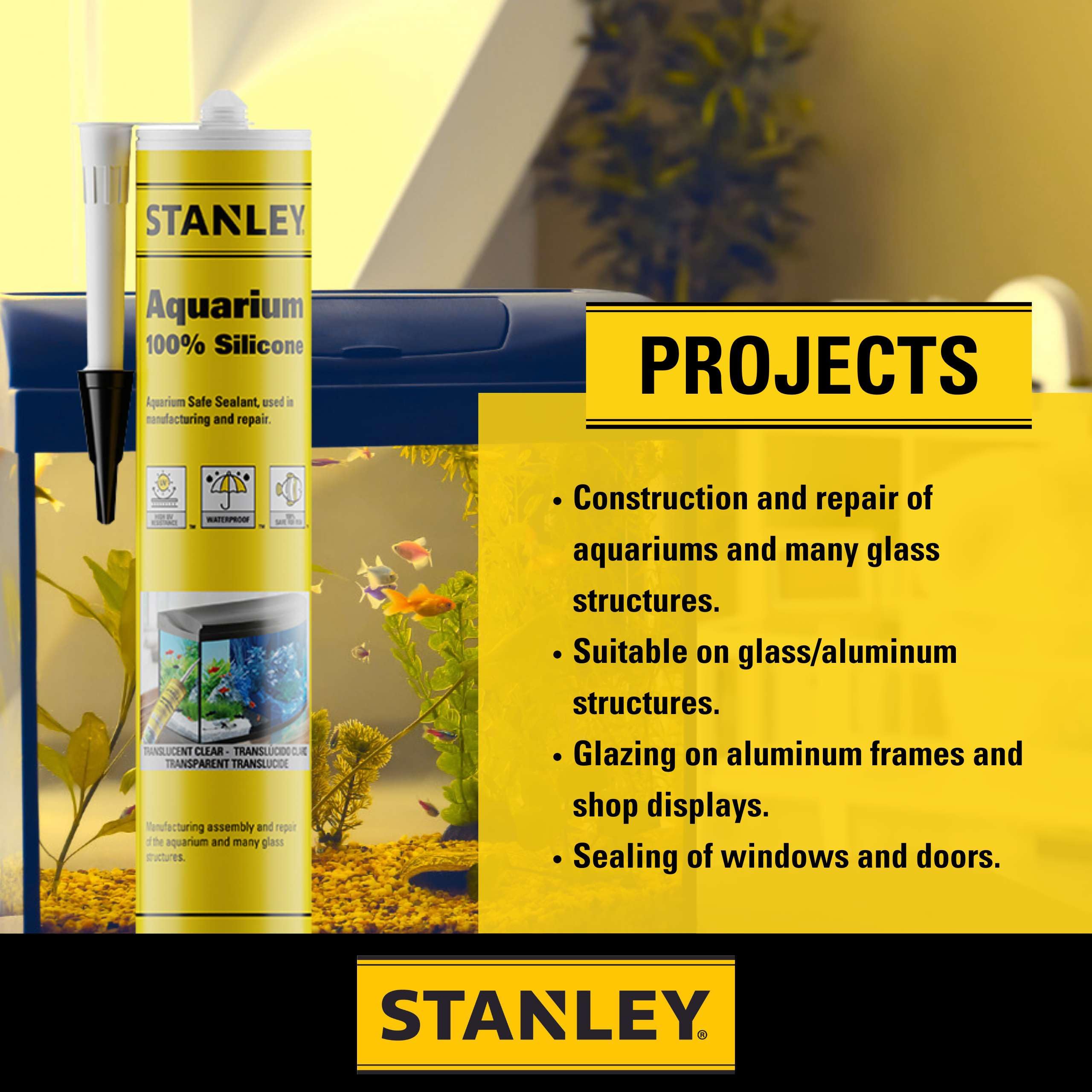 Foto 3 | Silicona Para Acuarios Stanley, Impermeable, 300 Ml, Transparente, Paquete De 12 - Venta Internacional.