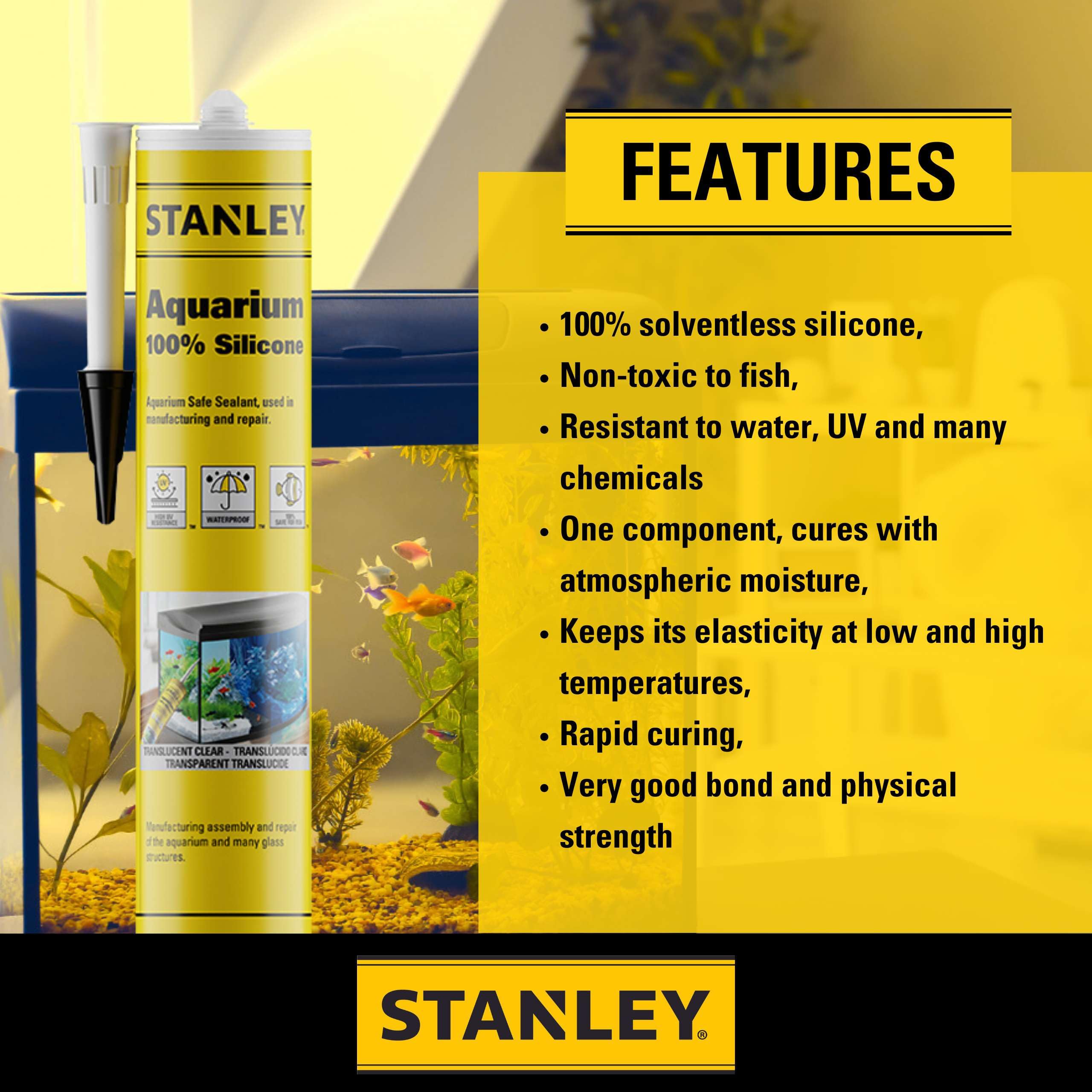 Foto 5 pulgar | Silicona Para Acuarios Stanley, Impermeable, 300 Ml, Transparente, Paquete De 12 - Venta Internacional.