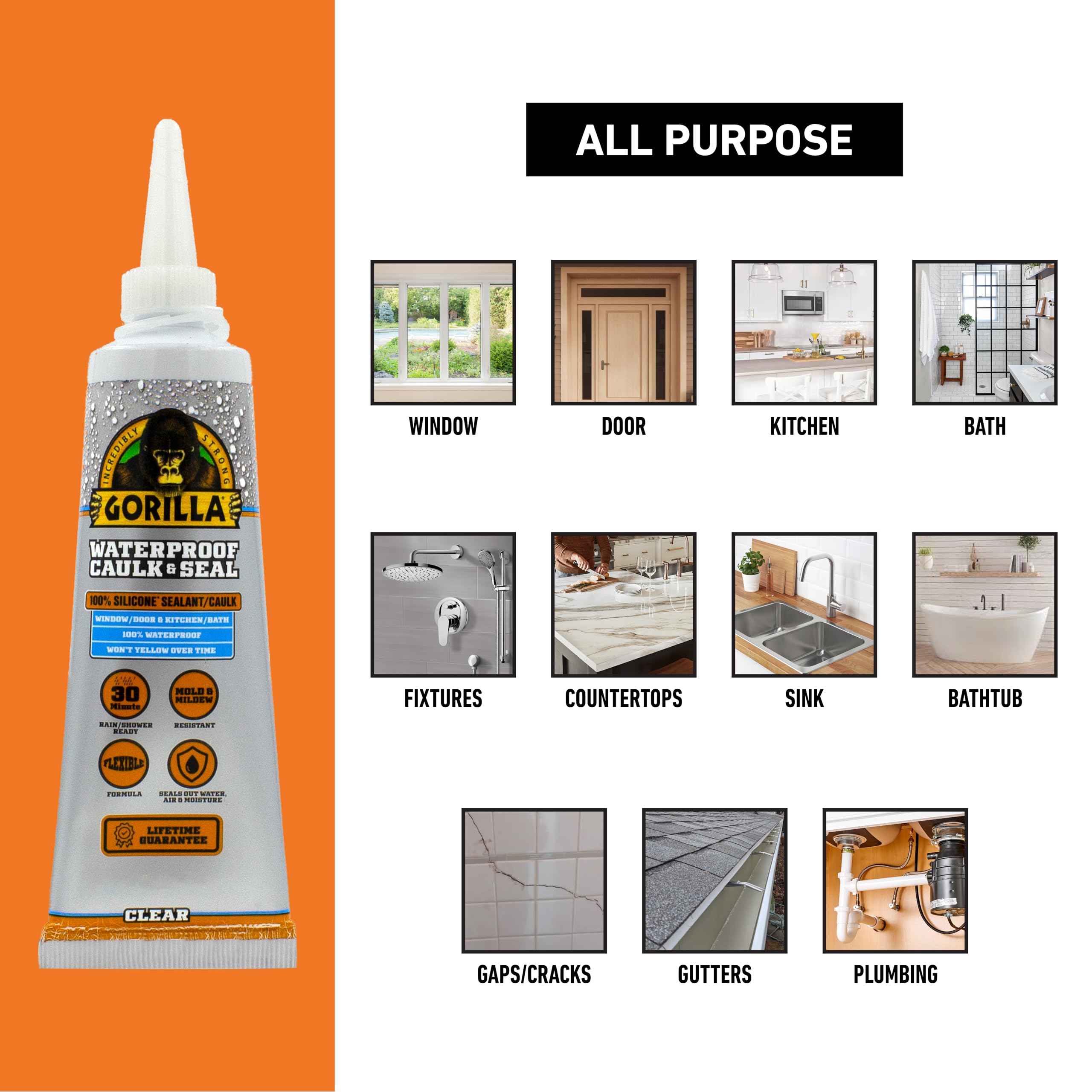 Foto 3 pulgar | Sellador Impermeable Gorilla  100% Silicona  82 Ml  Transparente - Venta Internacional.