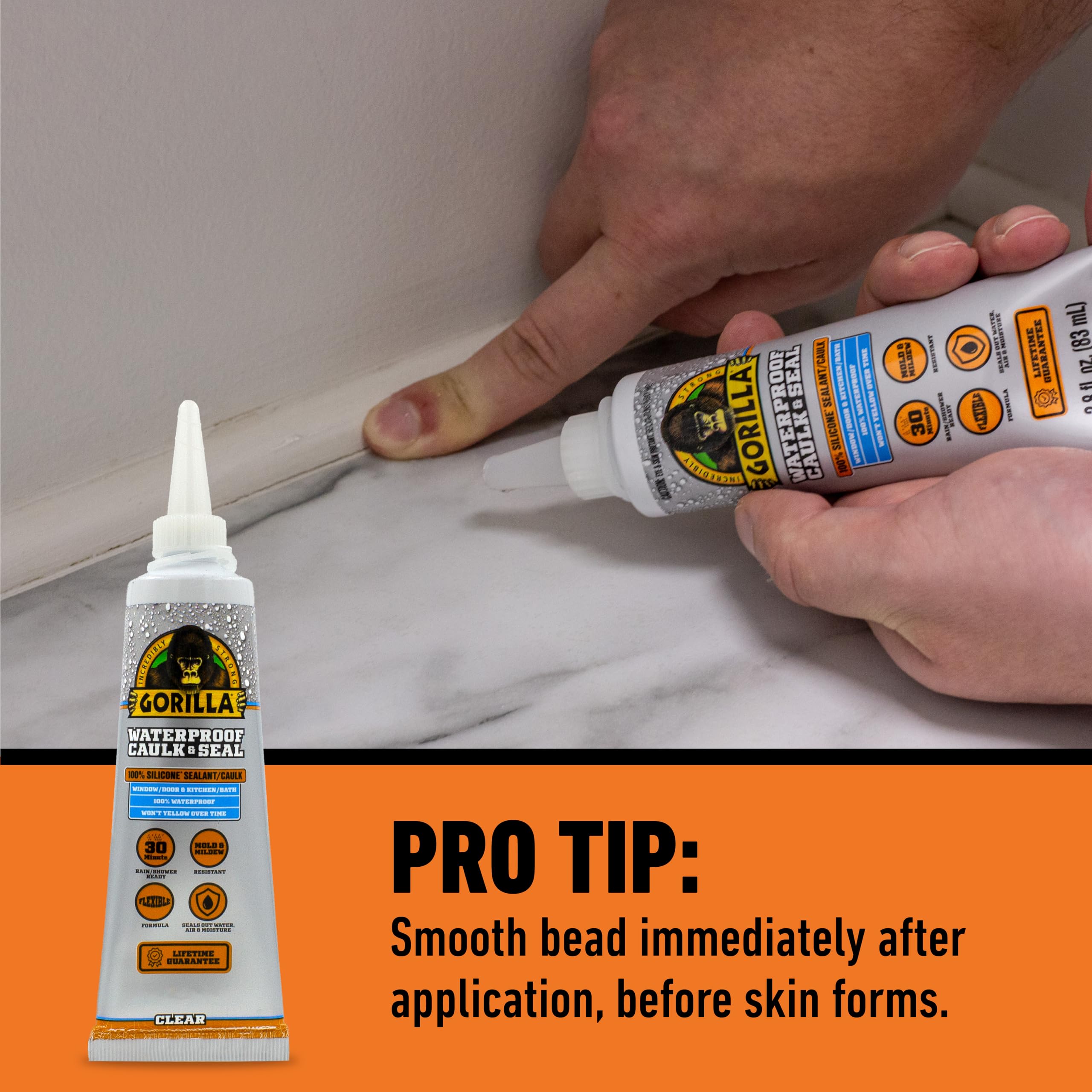 Foto 5 pulgar | Sellador Impermeable Gorilla  100% Silicona  82 Ml  Transparente - Venta Internacional.