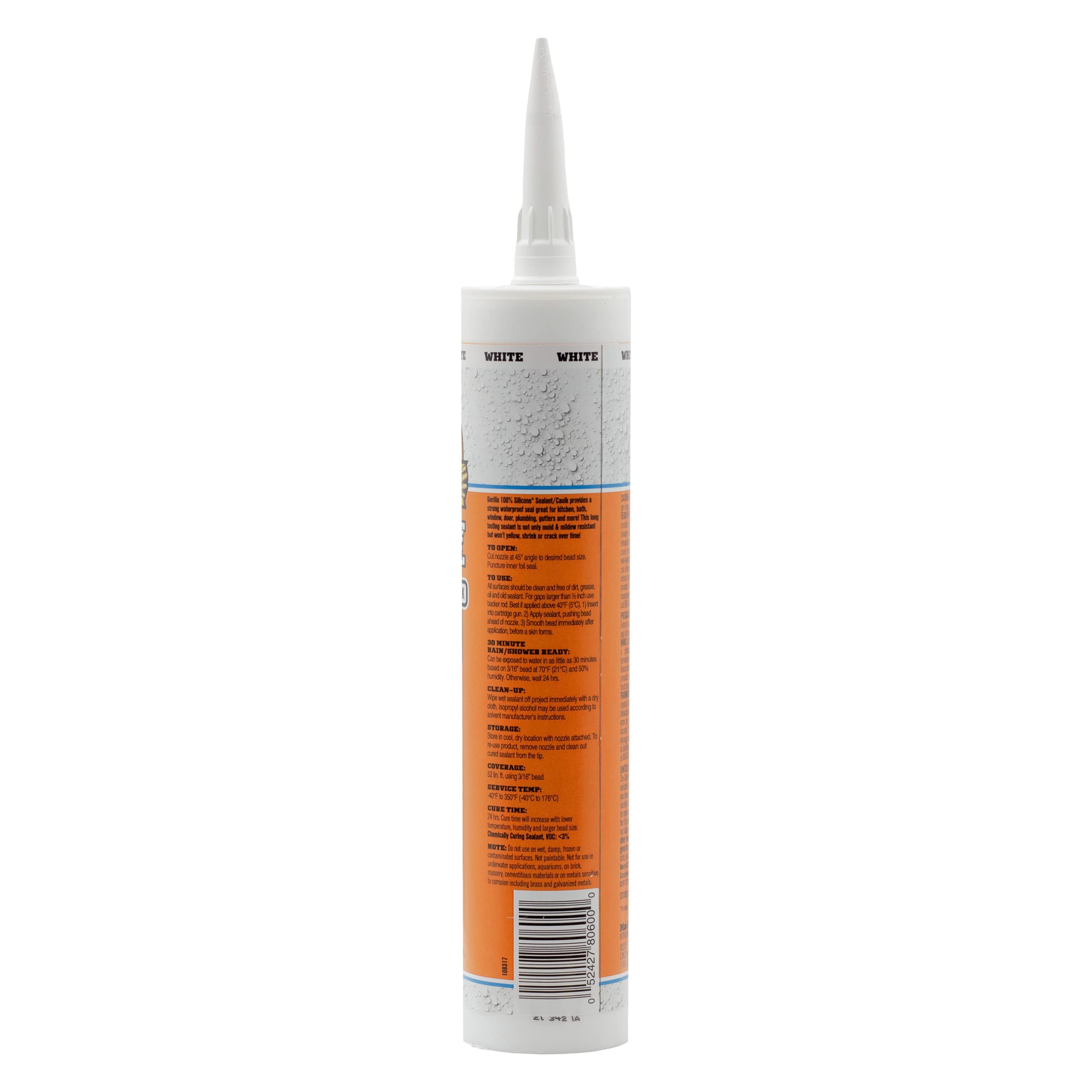 Foto 8 pulgar | Sellador De Silicona Caulk & Seal Gorilla Waterproof  300 Ml  Color Blanco - Venta Internacional.