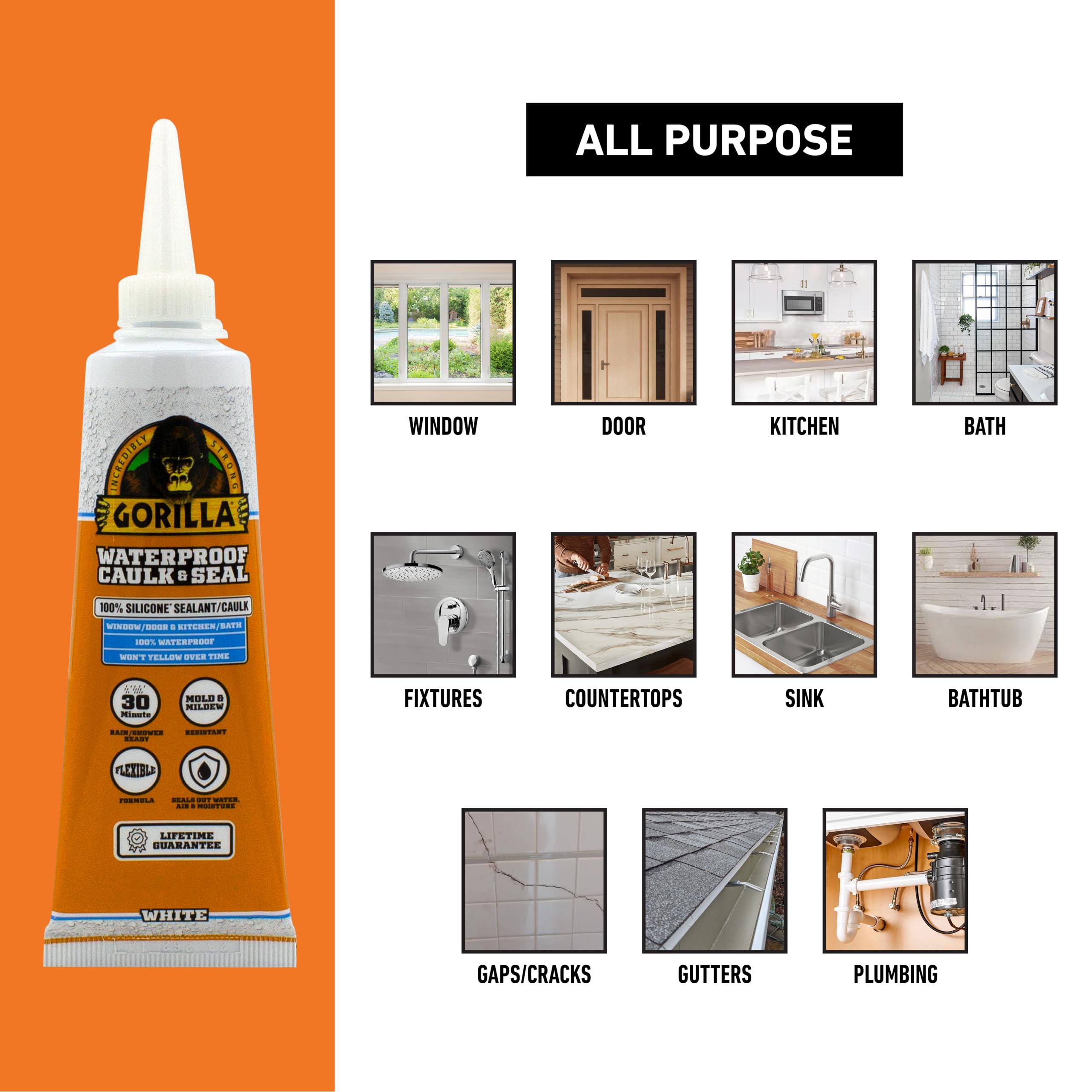 Foto 3 pulgar | Sellador De Silicona Impermeable Gorilla White  82 Ml (paquete De 2) - Venta Internacional.