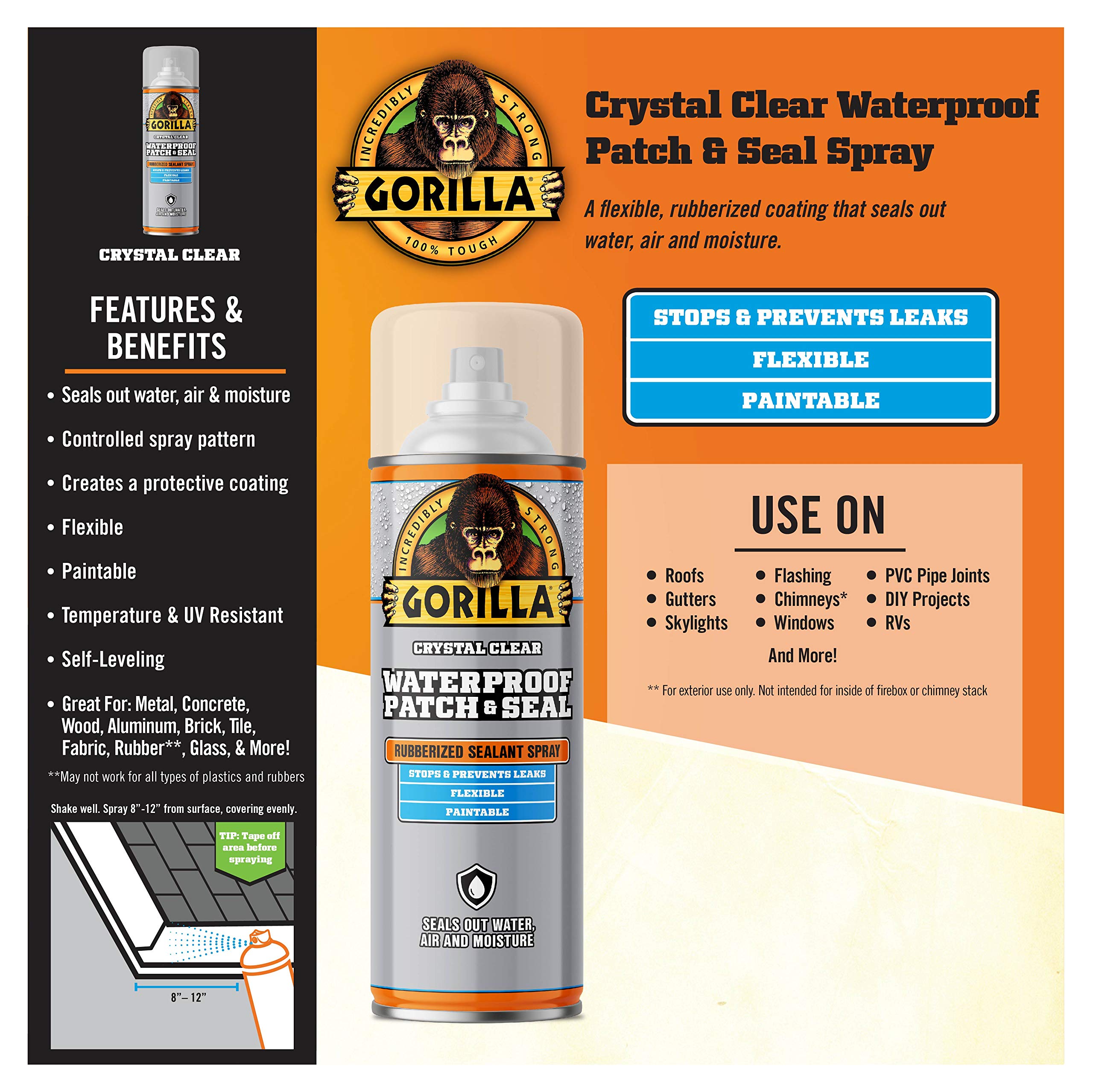Foto 3 pulgar | Spray Sellador Impermeable Con Revestimiento De Goma Patch & Seal Gorilla - Venta Internacional.