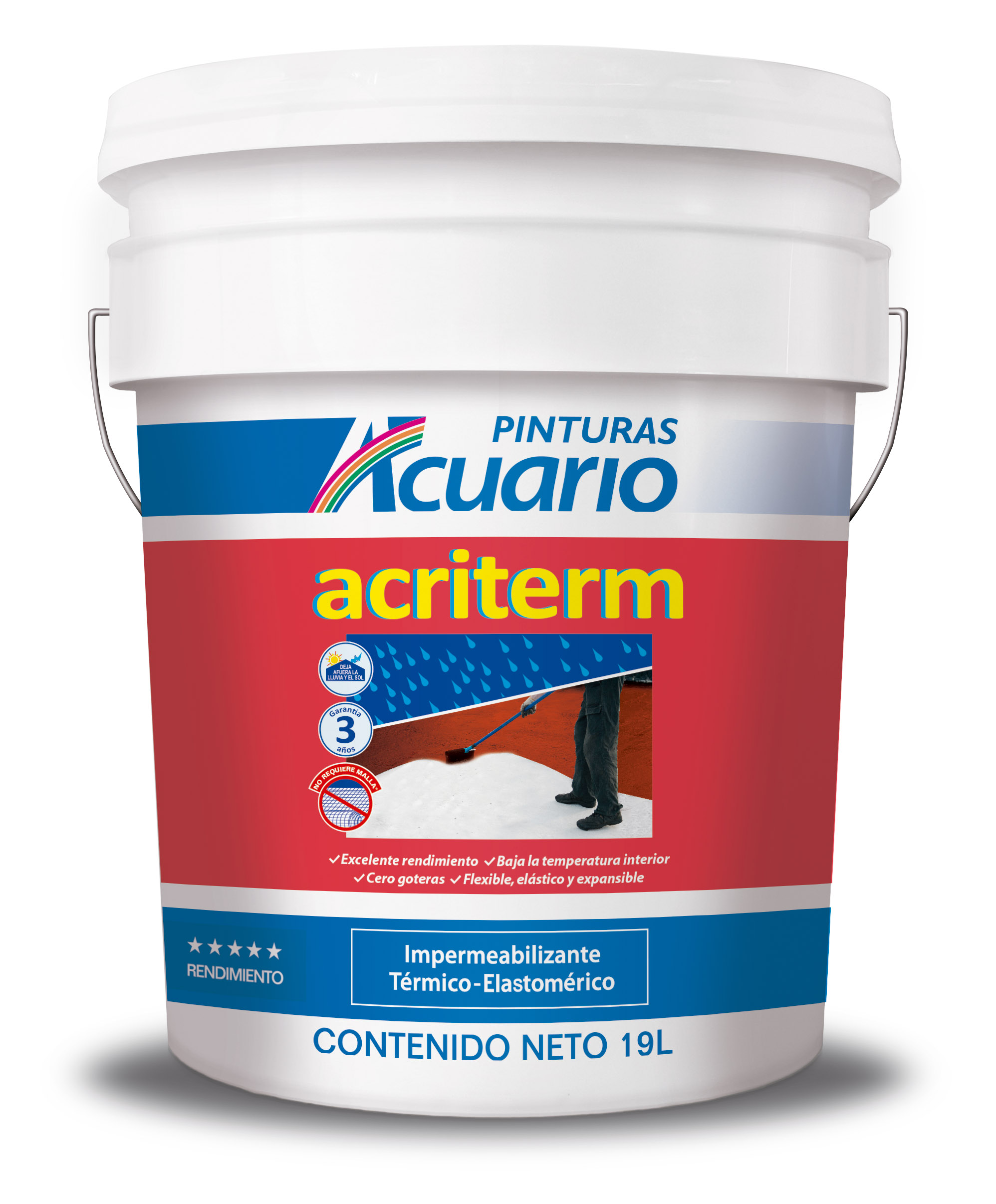 Foto 2 pulgar | Impermeabilizante Pinturas Acuario Acriterm 3 Años color Rojo 19l