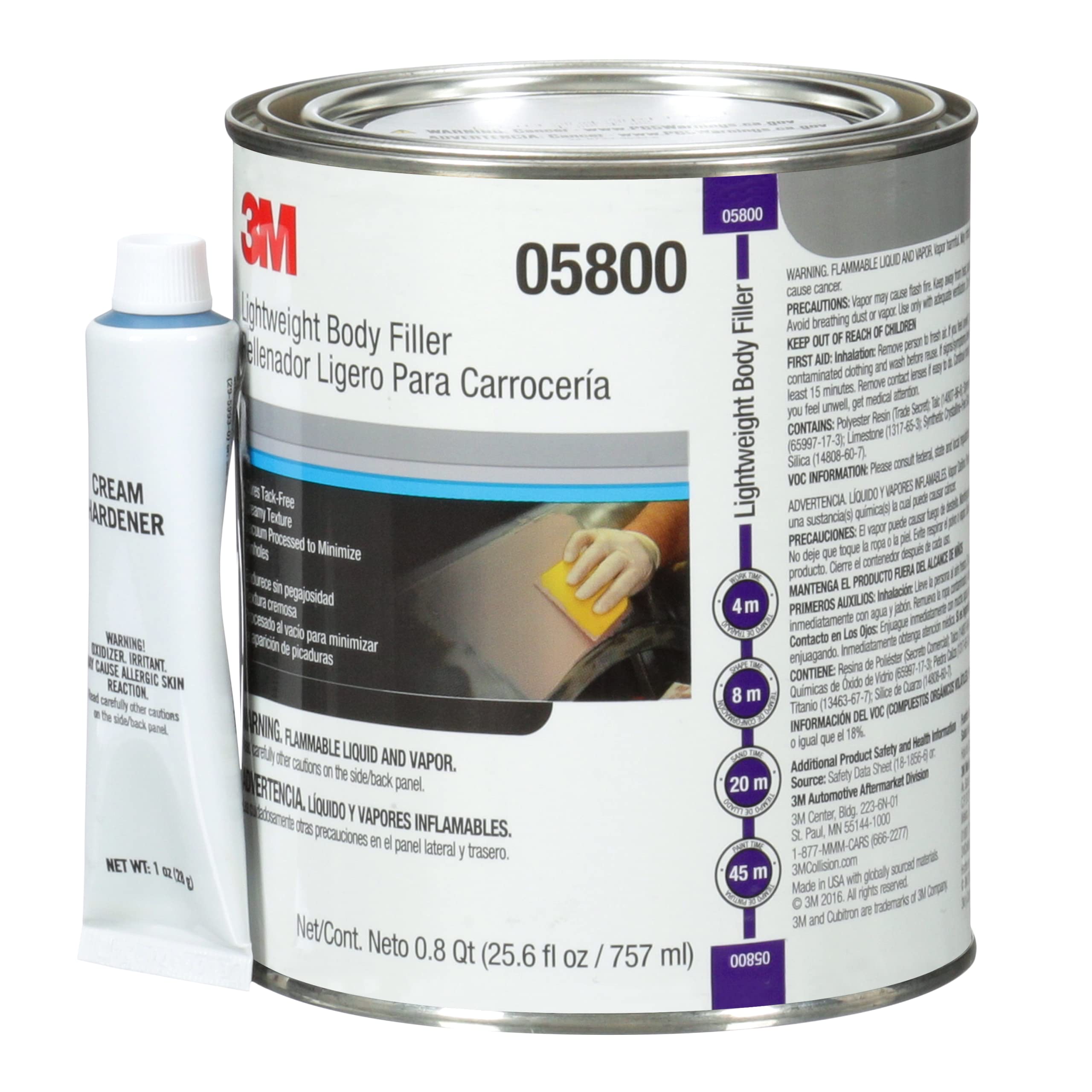 Foto 4 | Body Filler 3m 05800, Ligero, 1 Litro, Blanco, Para Automóviles - Venta Internacional.