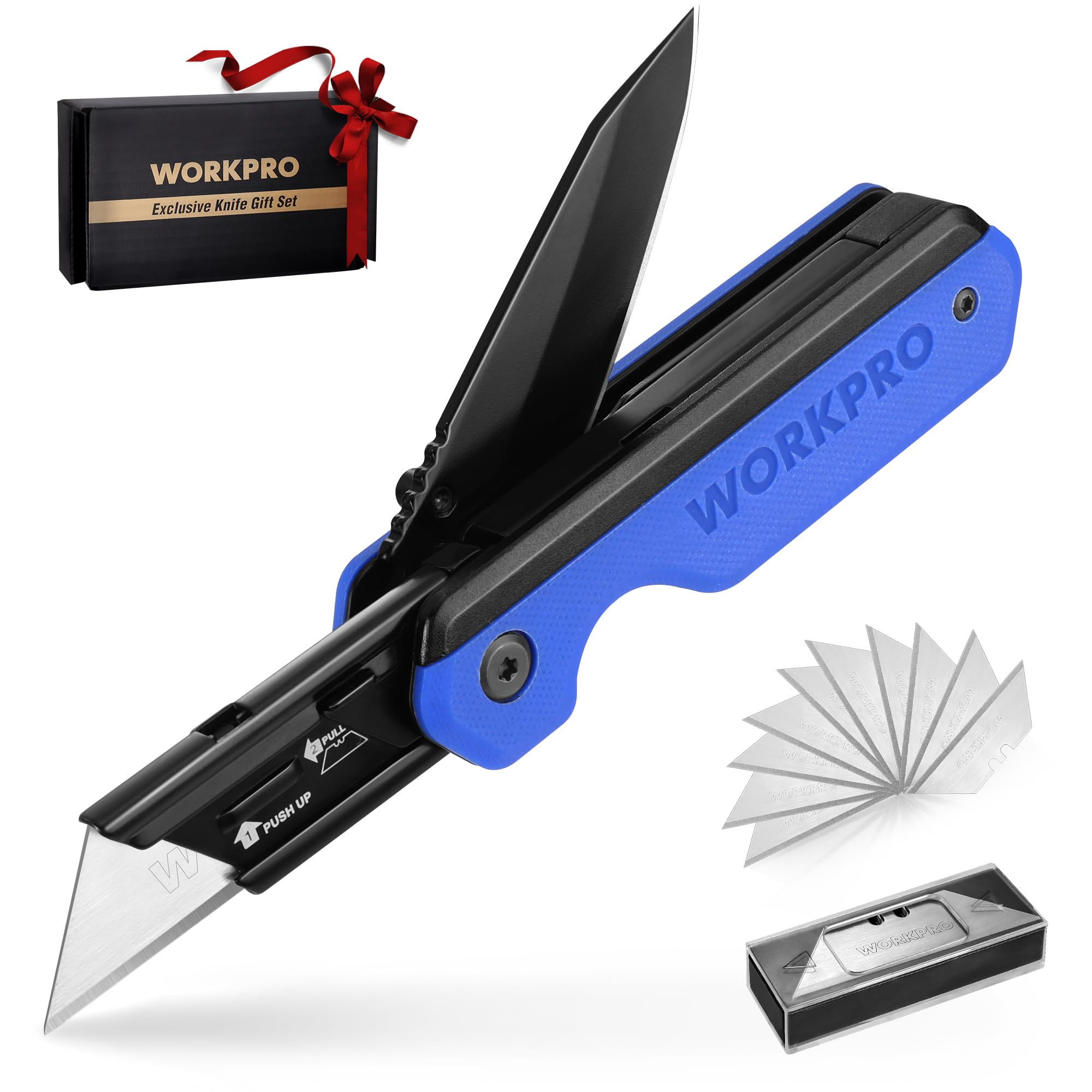 Foto 2 pulgar | Cuchillo Plegable/navaja Multiusos Workpro 2 En 1 Con 10 Hojas, Color Azul - Venta Internacional.