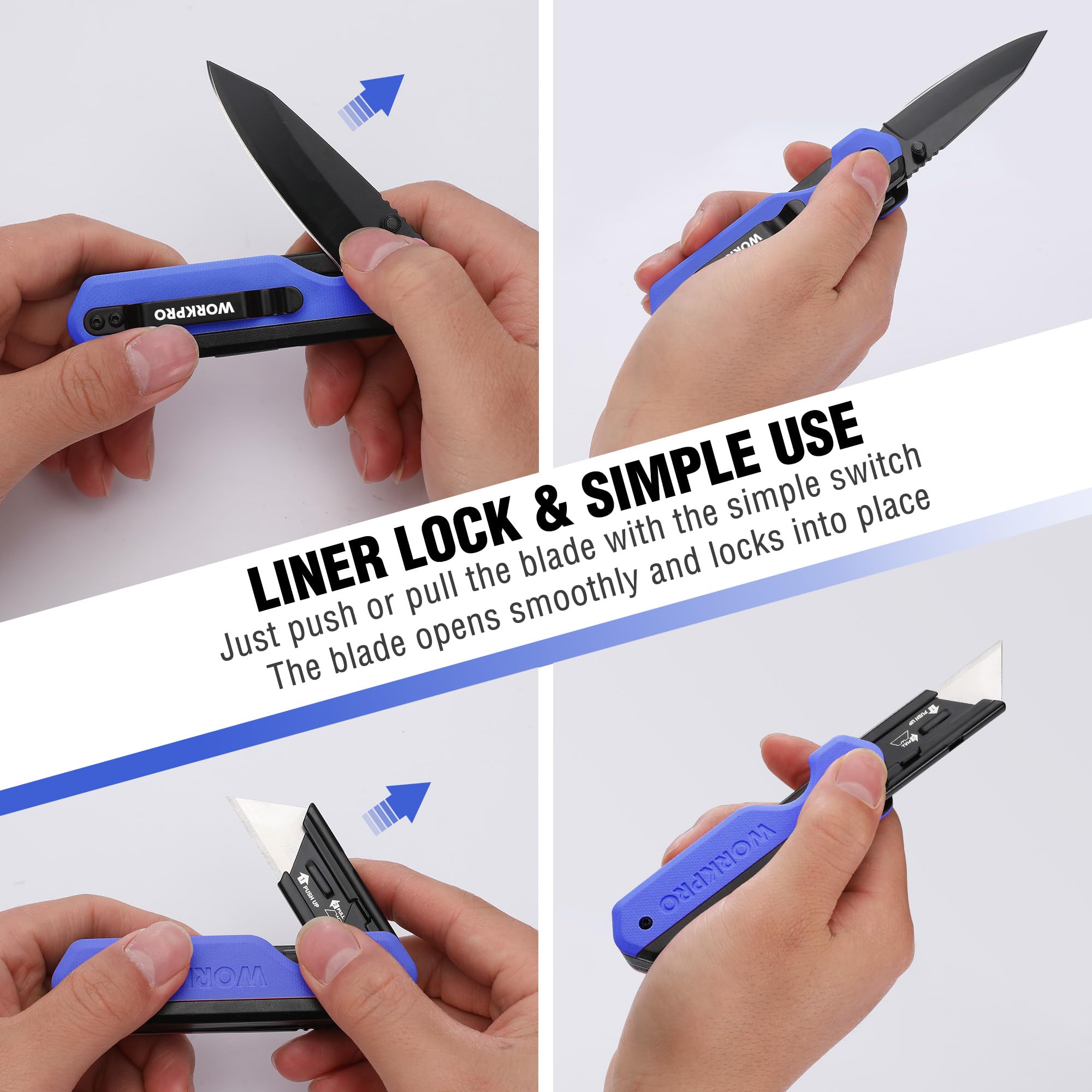 Foto 7 pulgar | Cuchillo Plegable/navaja Multiusos Workpro 2 En 1 Con 10 Hojas, Color Azul - Venta Internacional.