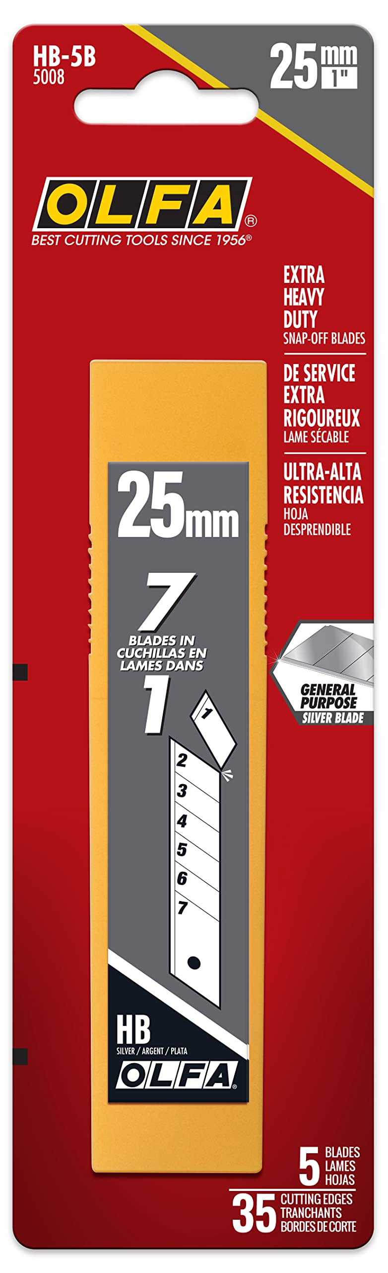 Foto 4 pulgar | Cuchillas De Repuesto Snap-off Utility Cuchillas Olfa Hb-5b De 25 Mm - Venta Internacional.