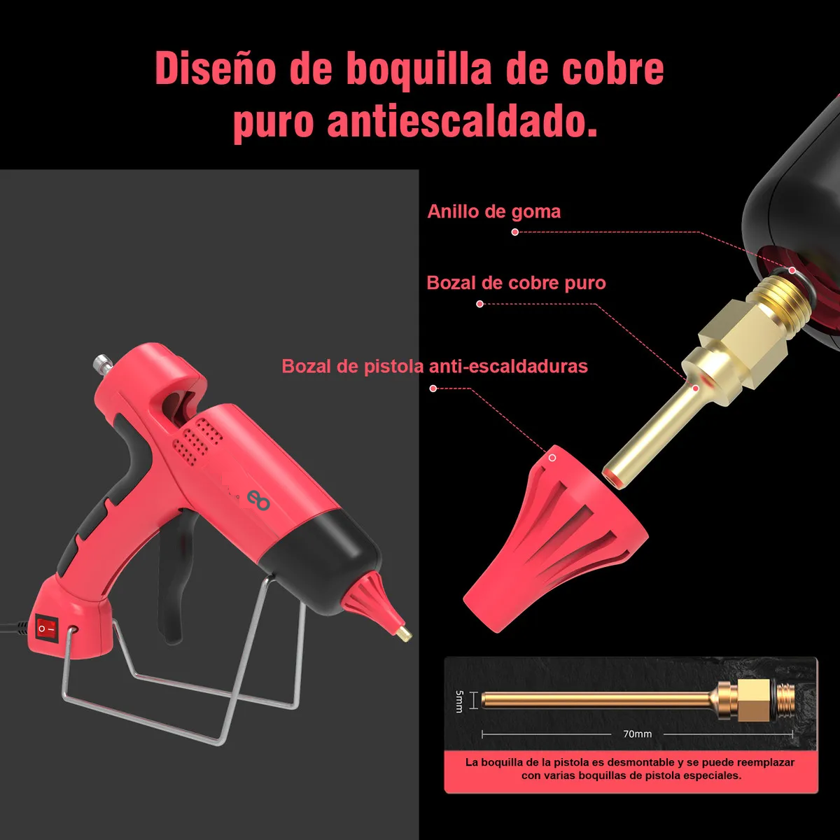 Foto 2 | Pistola De Silicona Caliente Eléctrica Eo Safe Imports Esi-19800 Rojo