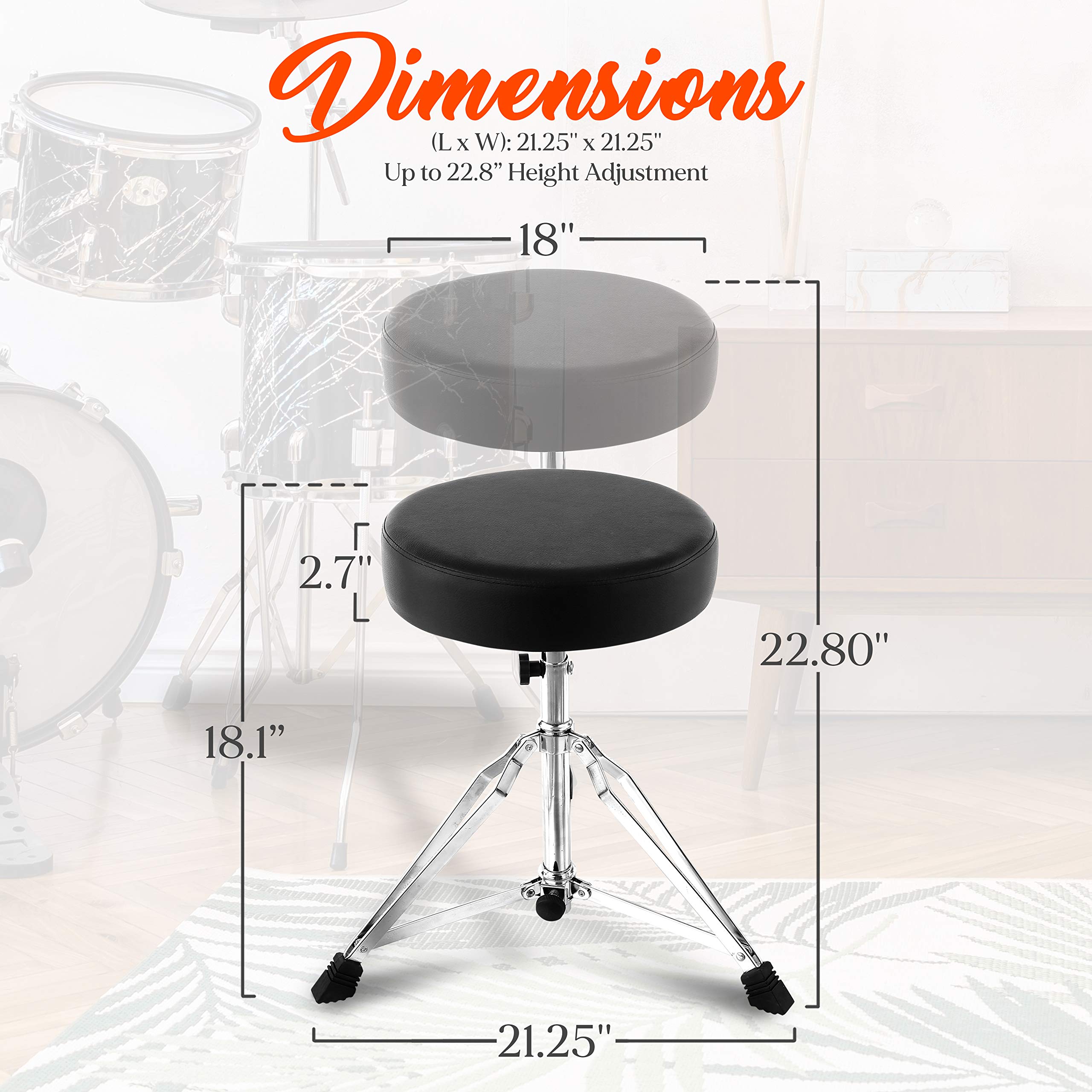 Foto 3 pulgar | Taburete Drum Throne Pyle Ajustable Con Asiento Acolchado En Espuma - Venta Internacional.