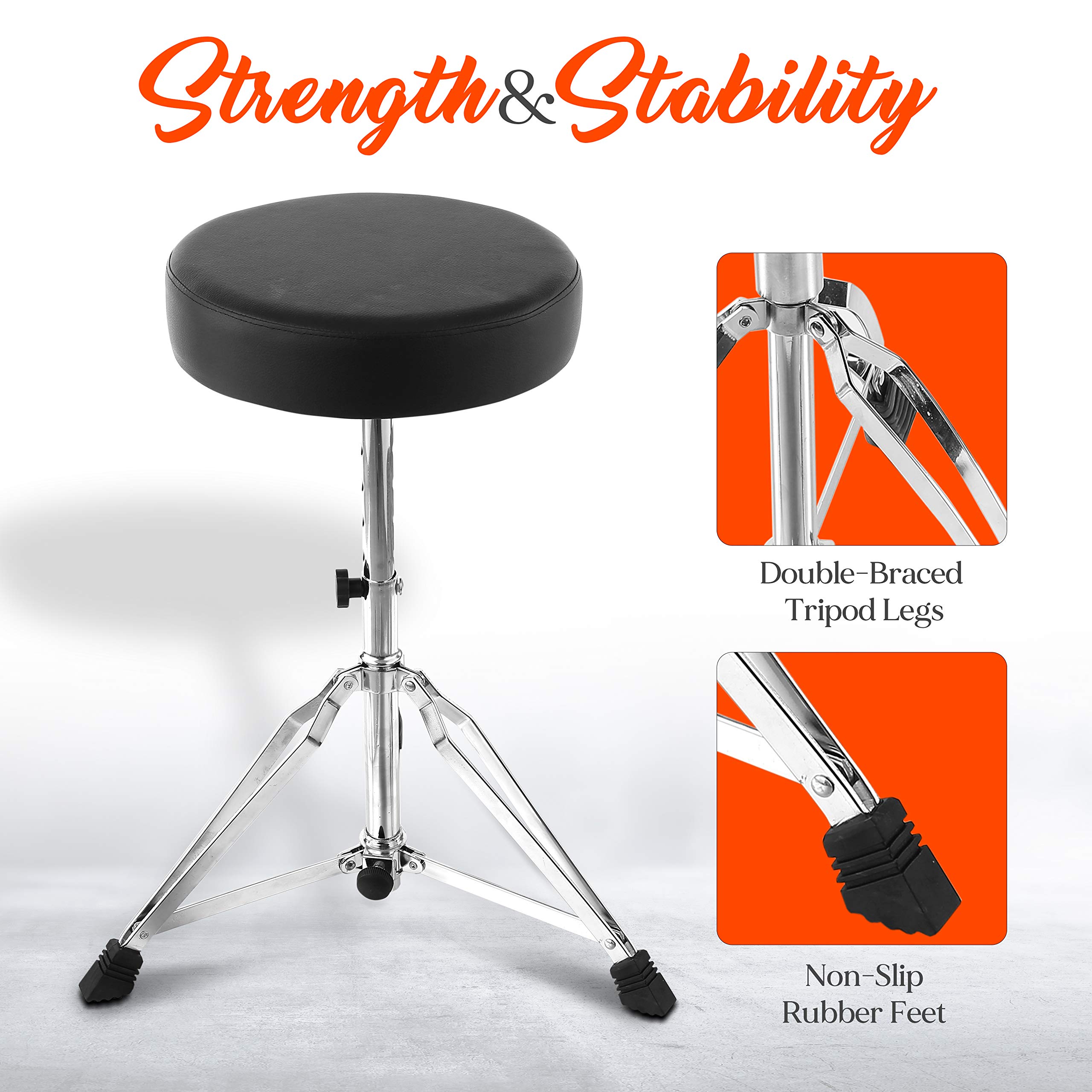 Foto 5 pulgar | Taburete Drum Throne Pyle Ajustable Con Asiento Acolchado En Espuma - Venta Internacional.