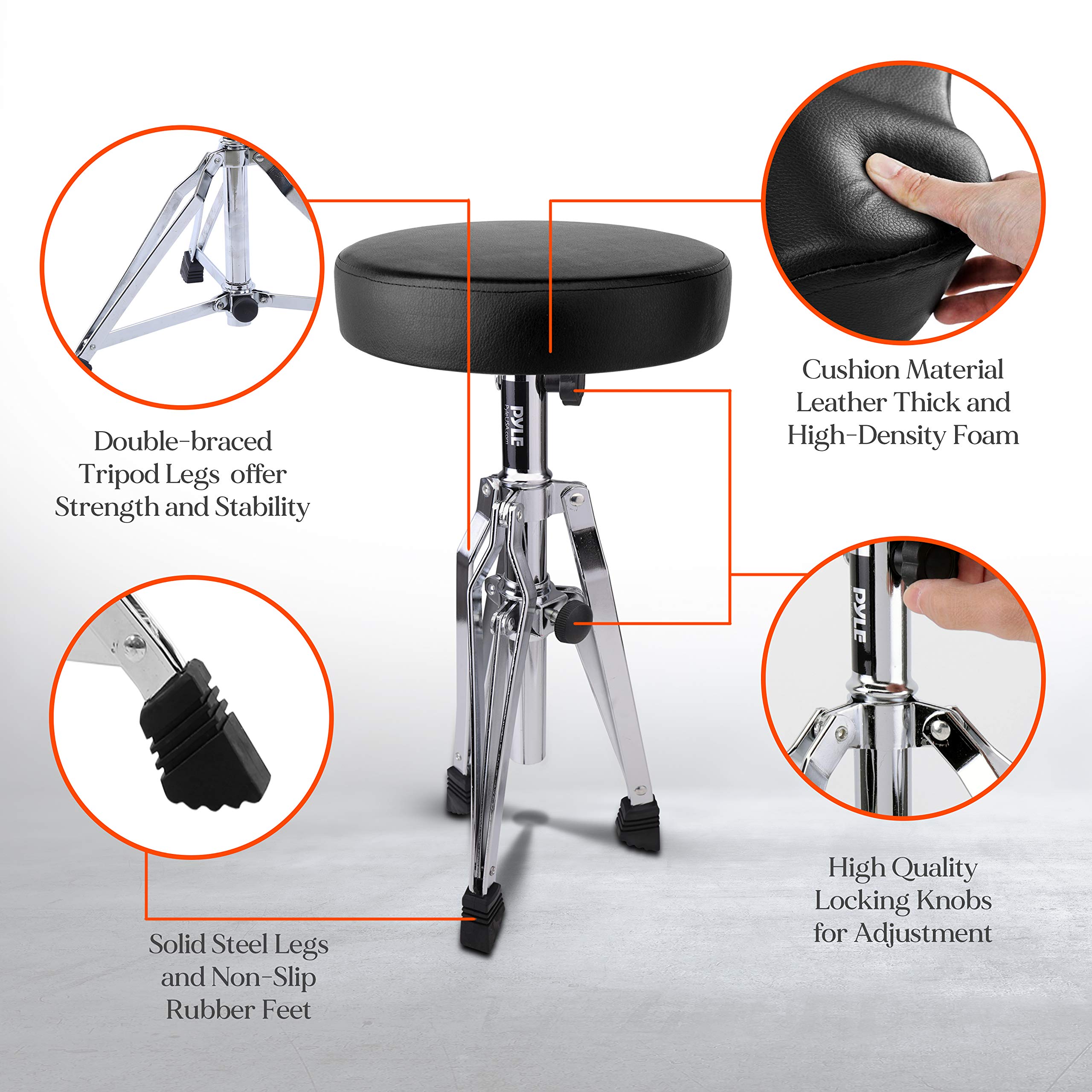 Foto 6 | Taburete Drum Throne Pyle Ajustable Con Asiento Acolchado En Espuma - Venta Internacional.