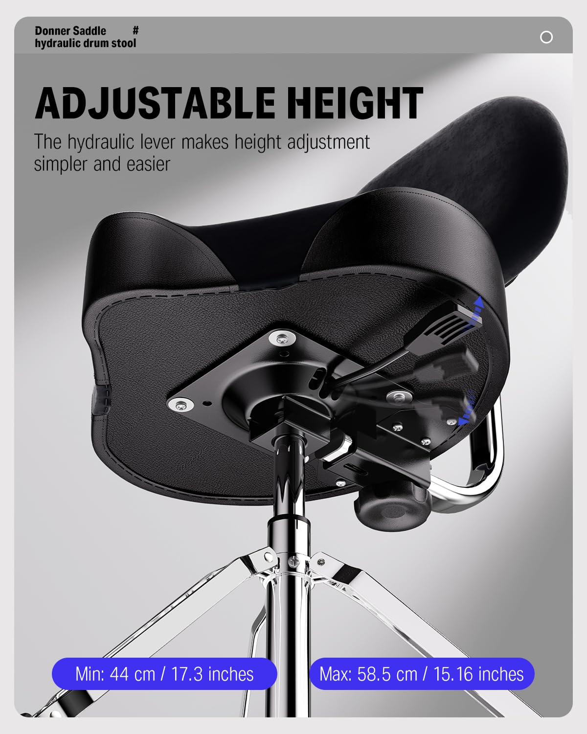 Foto 6 | Drum Throne Donner Heavy Duty Hydraulic Con Respaldo Negro - Venta Internacional.