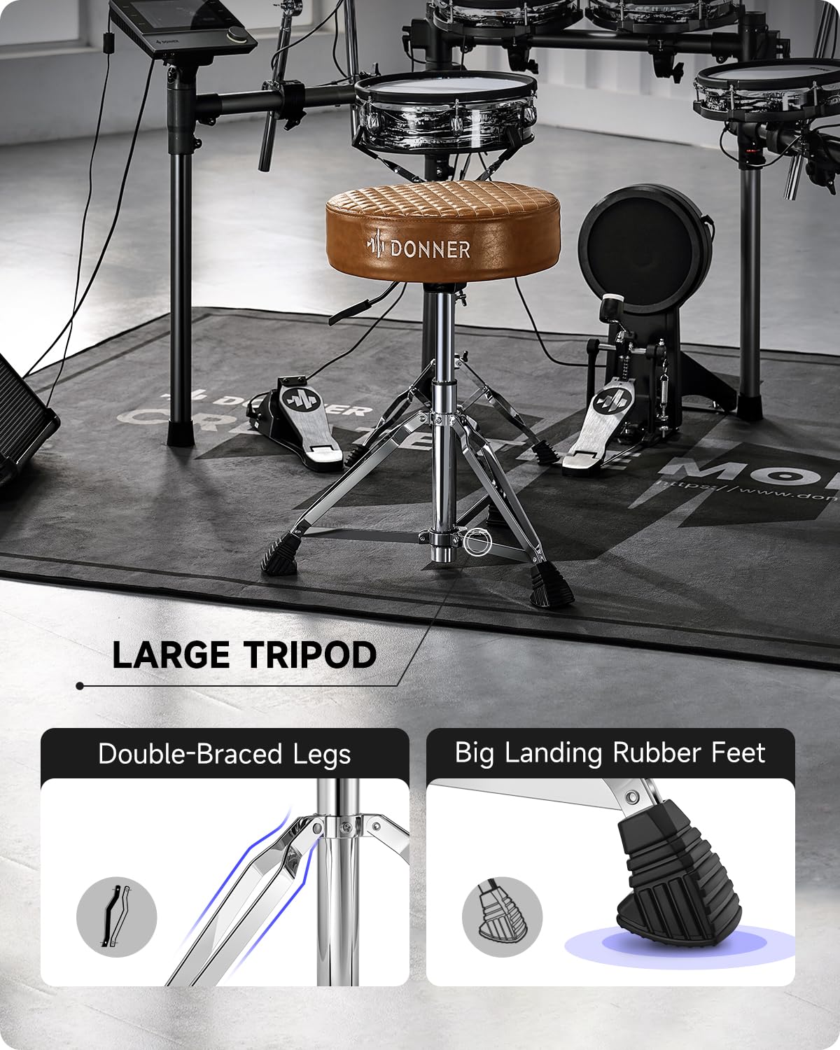 Foto 6 pulgar | Drum Throne Donner Dt-150 Professional Hydraulic Marrón - Venta Internacional.