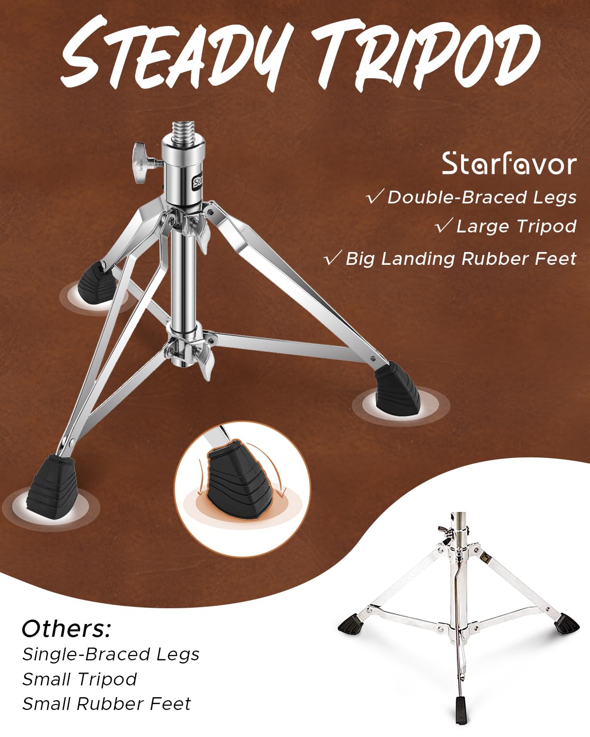 Foto 5 | Trono Para Batería Starfavor St-550br  Altura Regulable  Color Marrón - Venta Internacional.