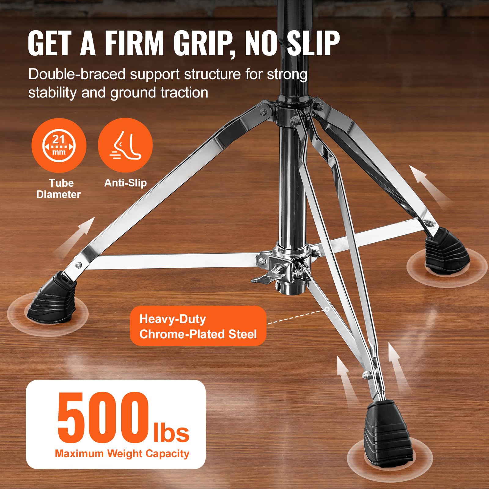 Foto 6 pulgar | Trono De Batería Vevor Ajustable En Altura De 540 A 670 Mm Con Baquetas - Venta Internacional.