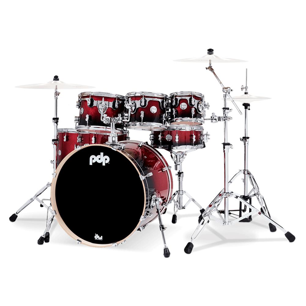 Foto 2 pulgar | Batería Concept Maple Lacquer 7 Piezas con Hardware Pacific Drums And Percussion Pdcm2217wh-rb Rojo