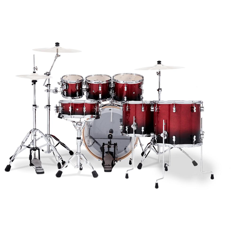 Foto 3 pulgar | Batería Concept Maple Lacquer 7 Piezas con Hardware Pacific Drums And Percussion Pdcm2217wh-rb Rojo