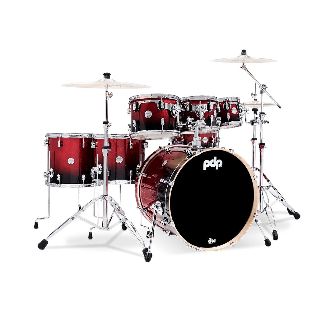 Foto 4 pulgar | Batería Concept Maple Lacquer 7 Piezas con Hardware Pacific Drums And Percussion Pdcm2217wh-rb Rojo