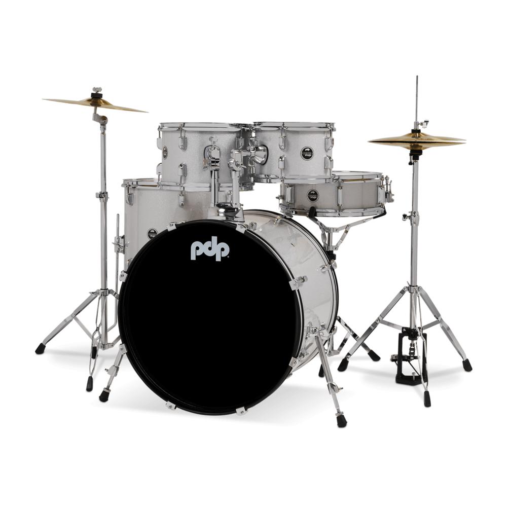 Batería Center Stage 5 Piezas con Hardware Pacific Drums And Percussion Pdce2215ktdw Plateado