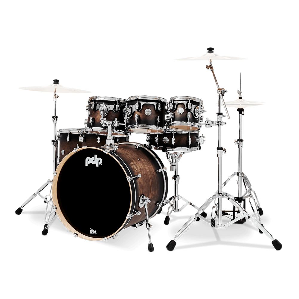 Batería Concept Maple Lacquer 7 Piezas con Hardware Pacific Drums And Percussion Pdcm2217wh-sbc Café