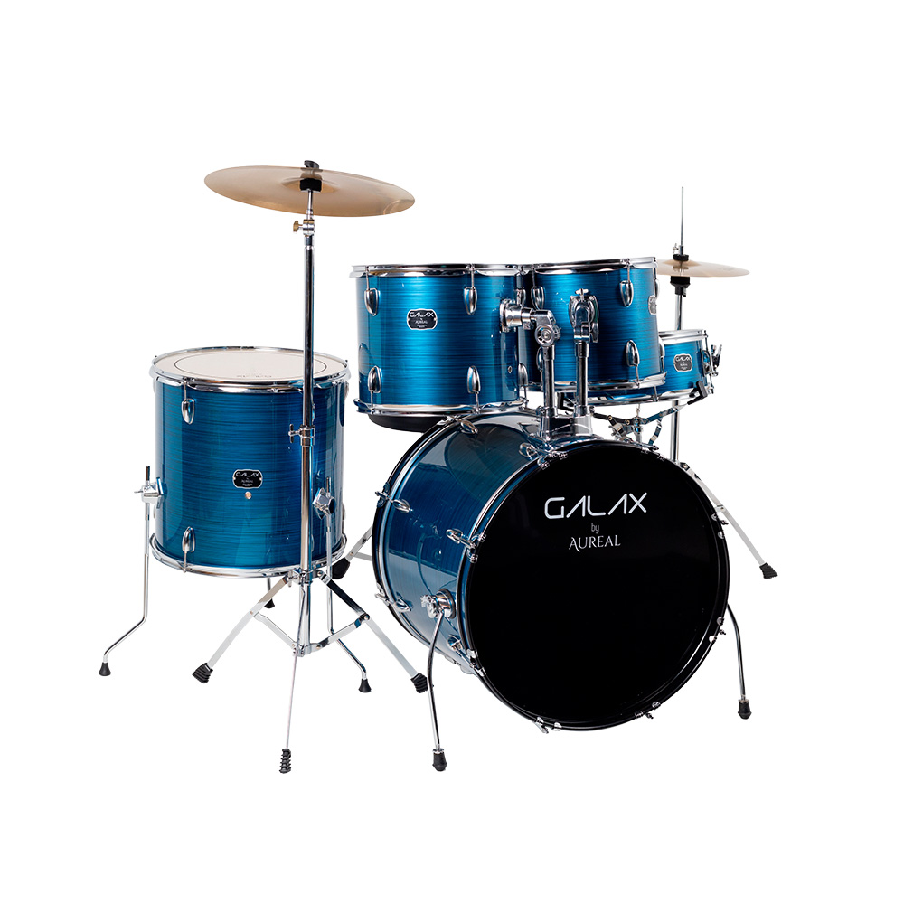 Foto 3 pulgar | Bateria Acustica Aureal Galax, Hardware Y Platillos Brushed Blue