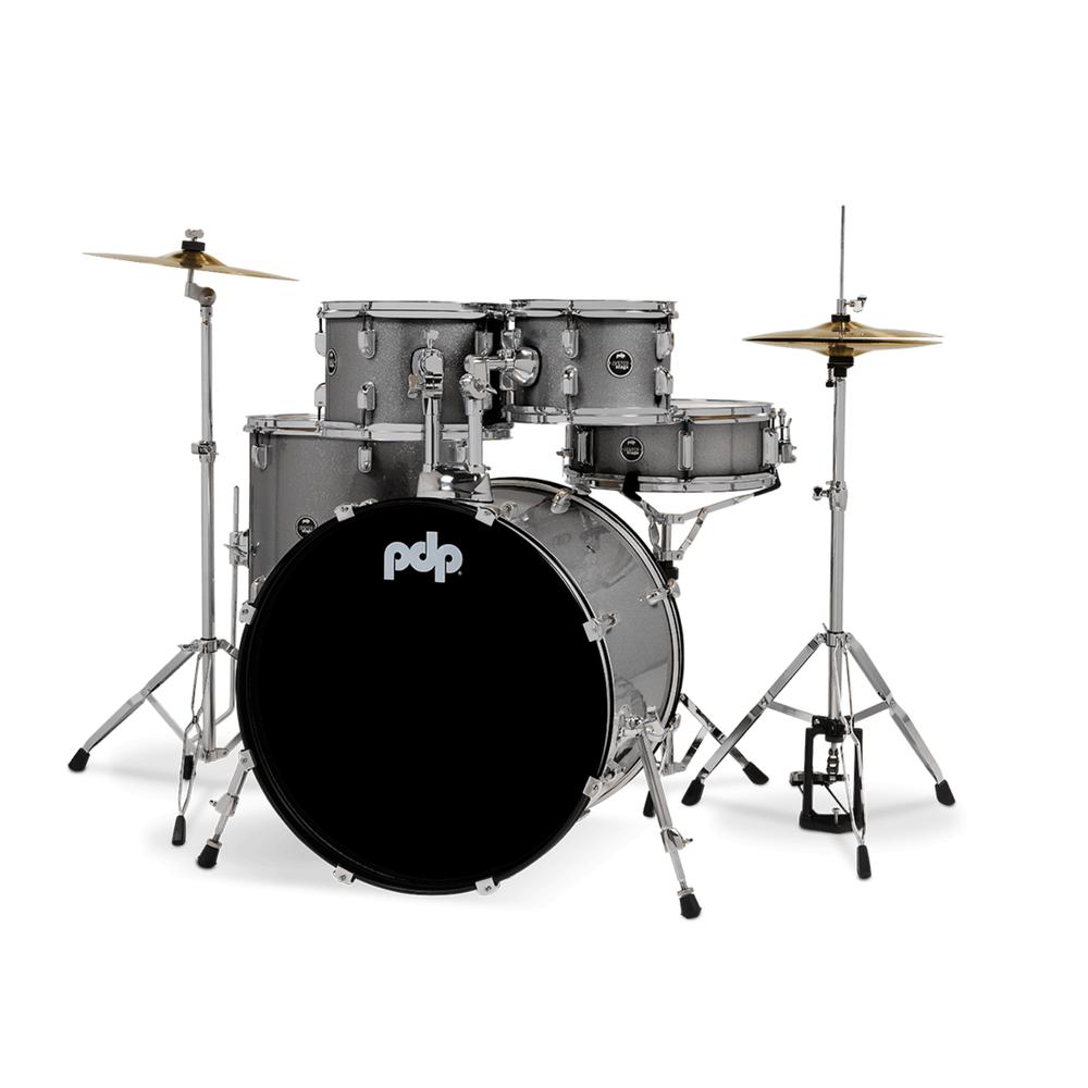 Batería Center Stage Pacific Drums and Percussion Plateada 5 Piezas con Hardware