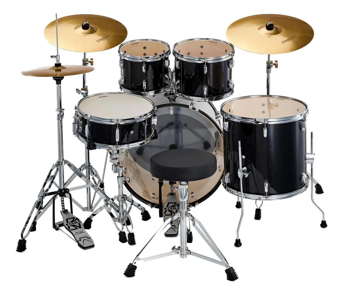 Foto 3 pulgar | Bateria Acustica 5 Piezas Negro Con Juego Atriles Y Asiento (usado)