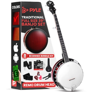 Foto 1 | Banjo Pyle De 5 Cuerdas, 39 Pulgadas, Con Cabezal Remo, Resonador Sapele, Rojo - Venta Internacional.