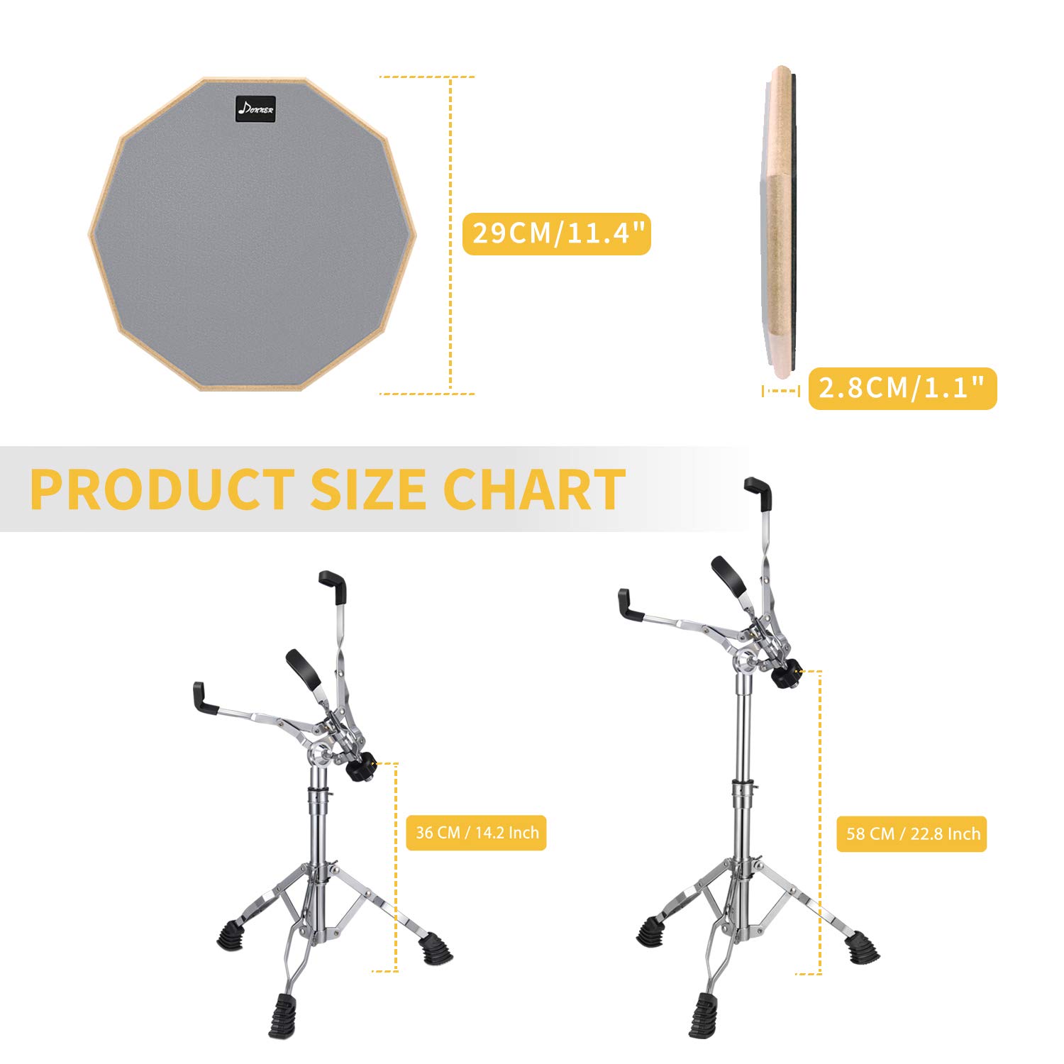 Foto 4 pulgar | Set De Soportes Para Batería Snare Donner Con Almohadilla De Práctica De Batería De 12 Pulgadas - Venta Internacional.