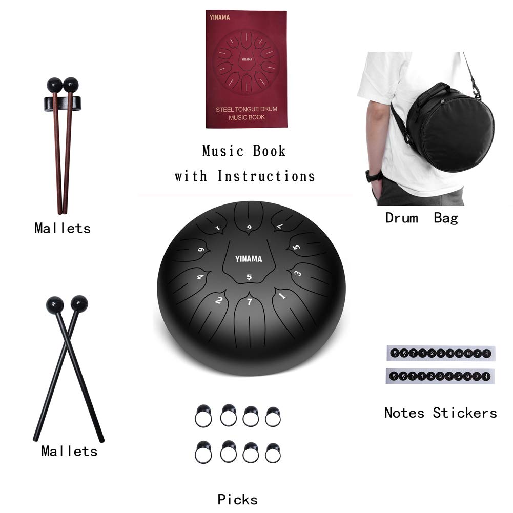 Foto 4 | Tambor Yinama De Acero, 11 Notas, 10 Pulgadas, Con Accesorios, Color Negro - Venta Internacional.