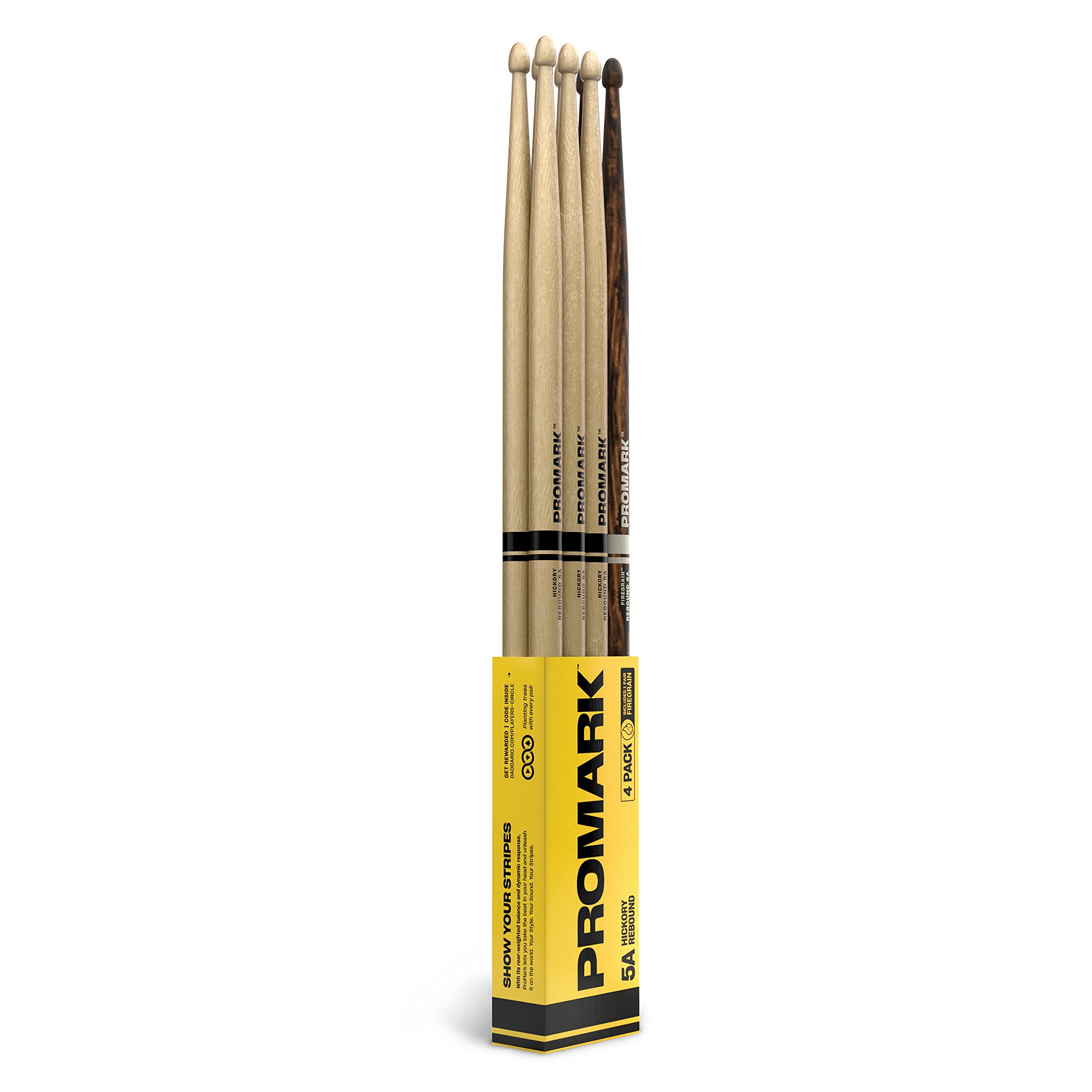 Foto 2 pulgar | Baquetas Promark 5a Rebound De Madera De Nogal Americano, 3 Pares Y 1 Firegrain - Venta Internacional.