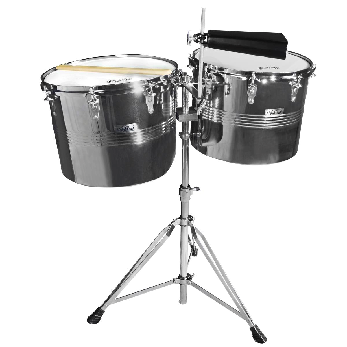 Timbales 14 y 15 Pulgadas Base y Cencerro New Beat Lt-256cd