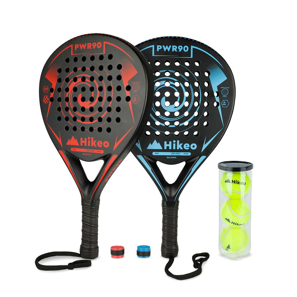 Palas de Pádel con Fundas Pelotas Y Grips Set de 2 Raquetas Y Accesorios Hikeo 83660