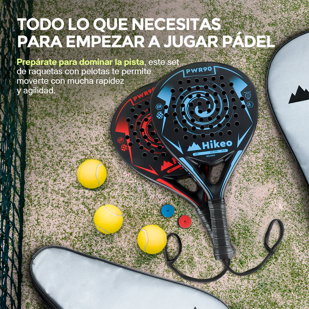 Foto 7 | Palas de Pádel con Fundas Pelotas Y Grips Set de 2 Raquetas Y Accesorios Hikeo 83660