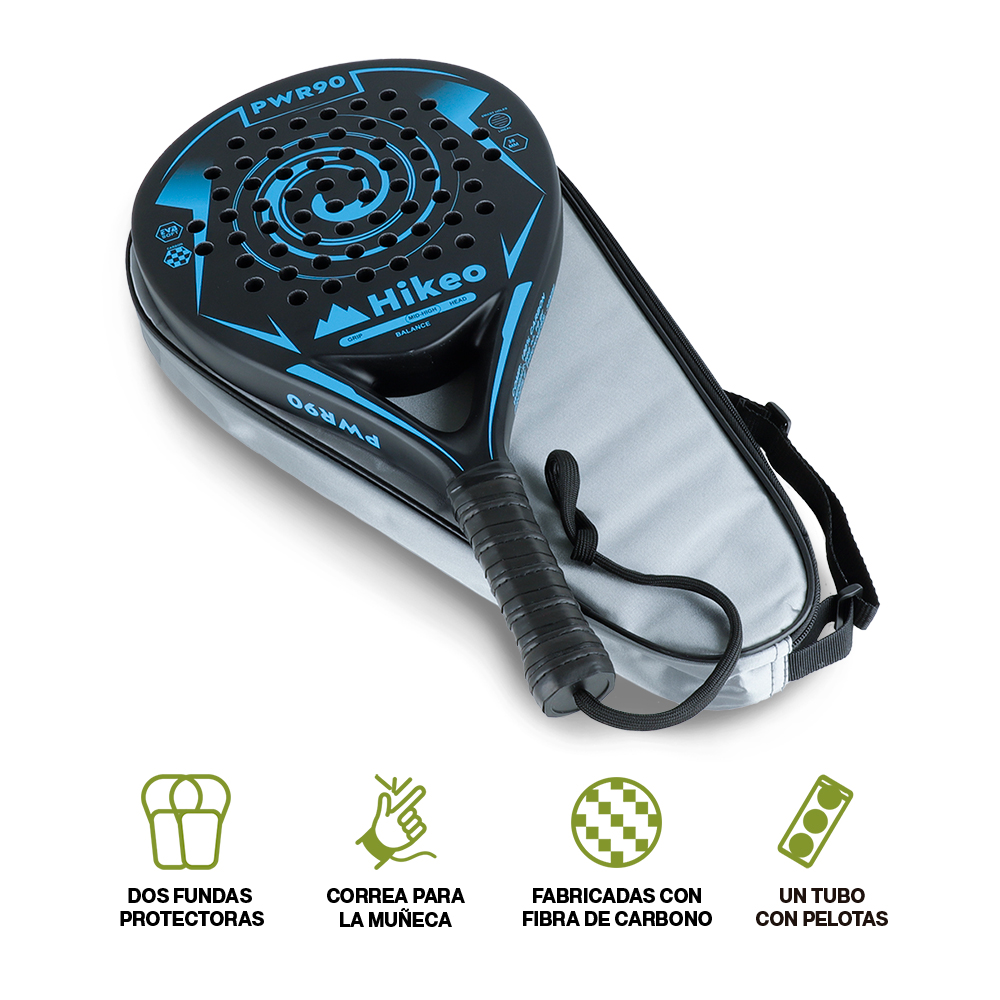 Foto 3 pulgar | Pala De Padel Con 3 Pelotas Funda Grip Raqueta 100% Fibra De Carbono, Hikeo, Azul, 83696-bu