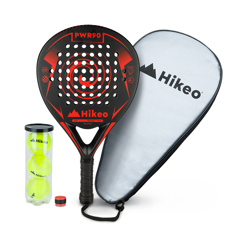 Foto 2 pulgar | Pala De Padel Con 3 Pelotas Funda Grip Raqueta 100% Fibra De Carbono Hikeo Rojo 83696-re