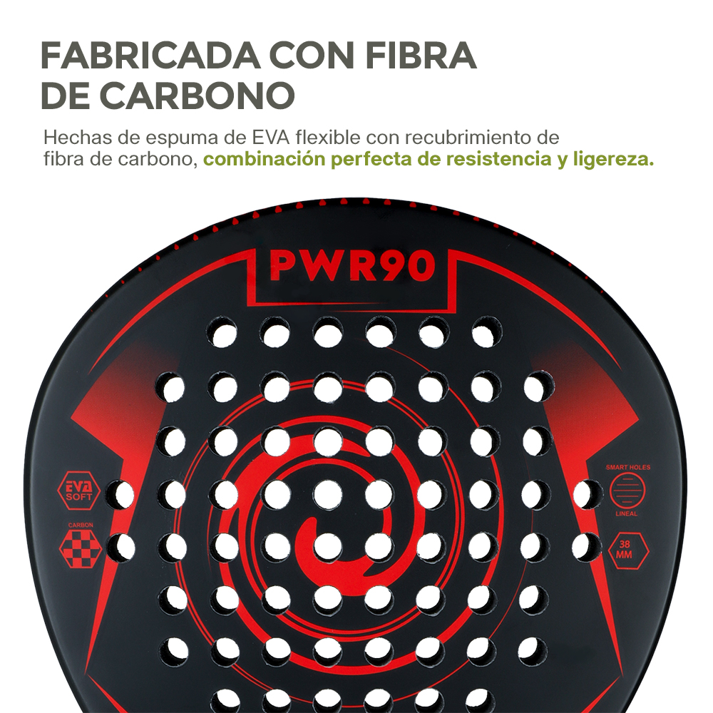 Foto 4 pulgar | Pala De Padel Con 3 Pelotas Funda Grip Raqueta 100% Fibra De Carbono Hikeo Rojo 83696-re