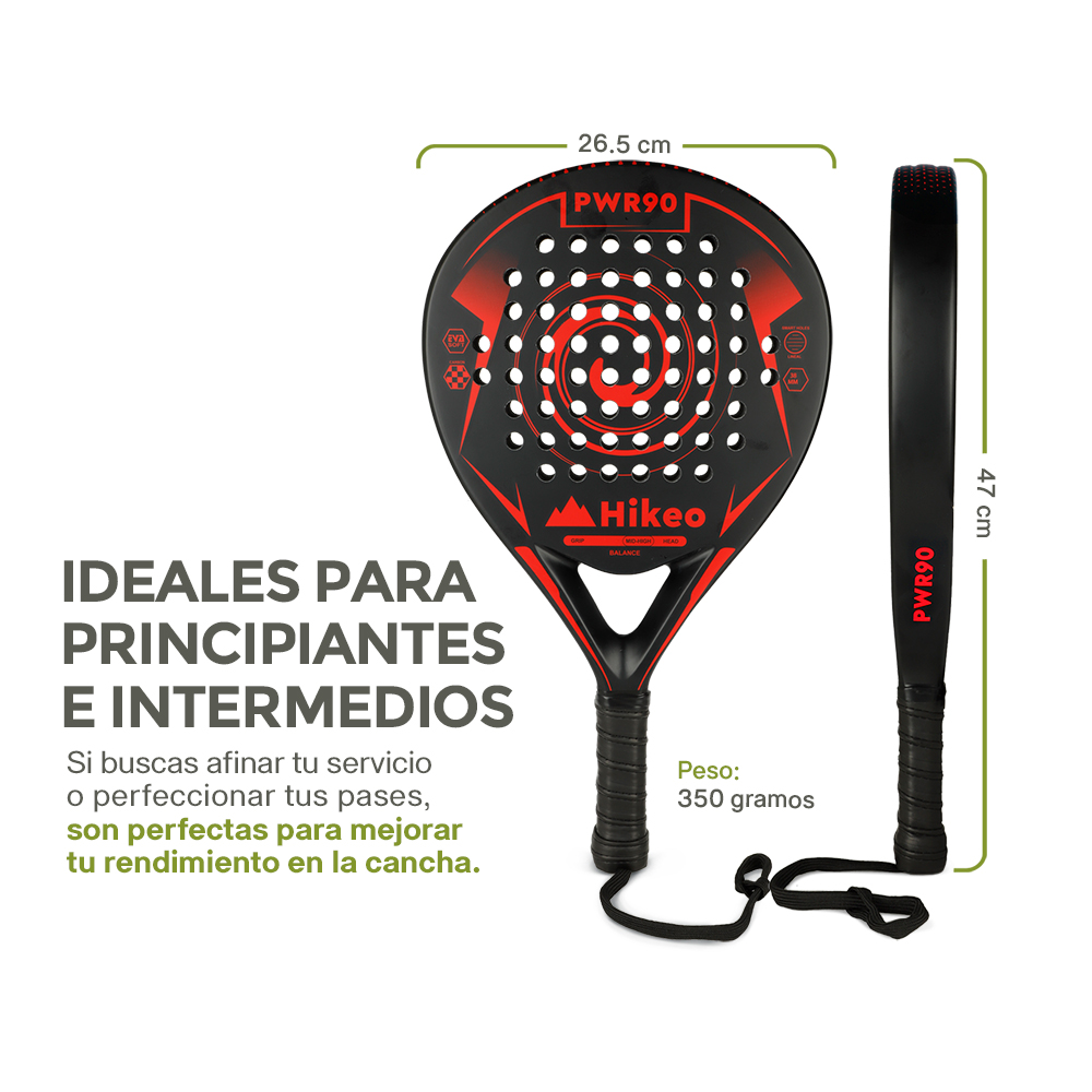 Foto 5 pulgar | Pala De Padel Con 3 Pelotas Funda Grip Raqueta 100% Fibra De Carbono Hikeo Rojo 83696-re