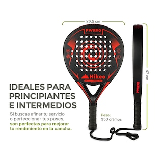 Foto 4 | Pala De Padel Con 3 Pelotas Funda Grip Raqueta 100% Fibra De Carbono Hikeo Rojo 83696-re