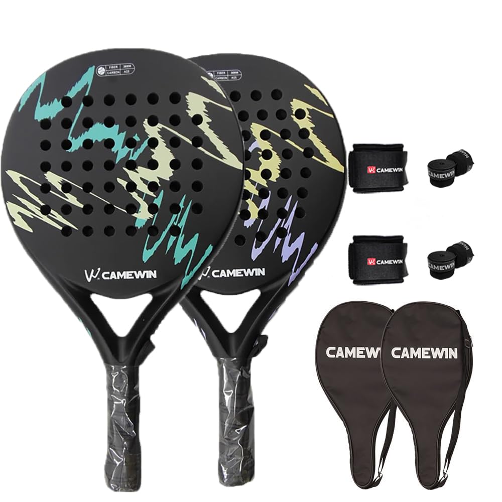 Raquetas de Pádel Camewin 4018 con Funda Superficie de Carbono y Núcleo Eva