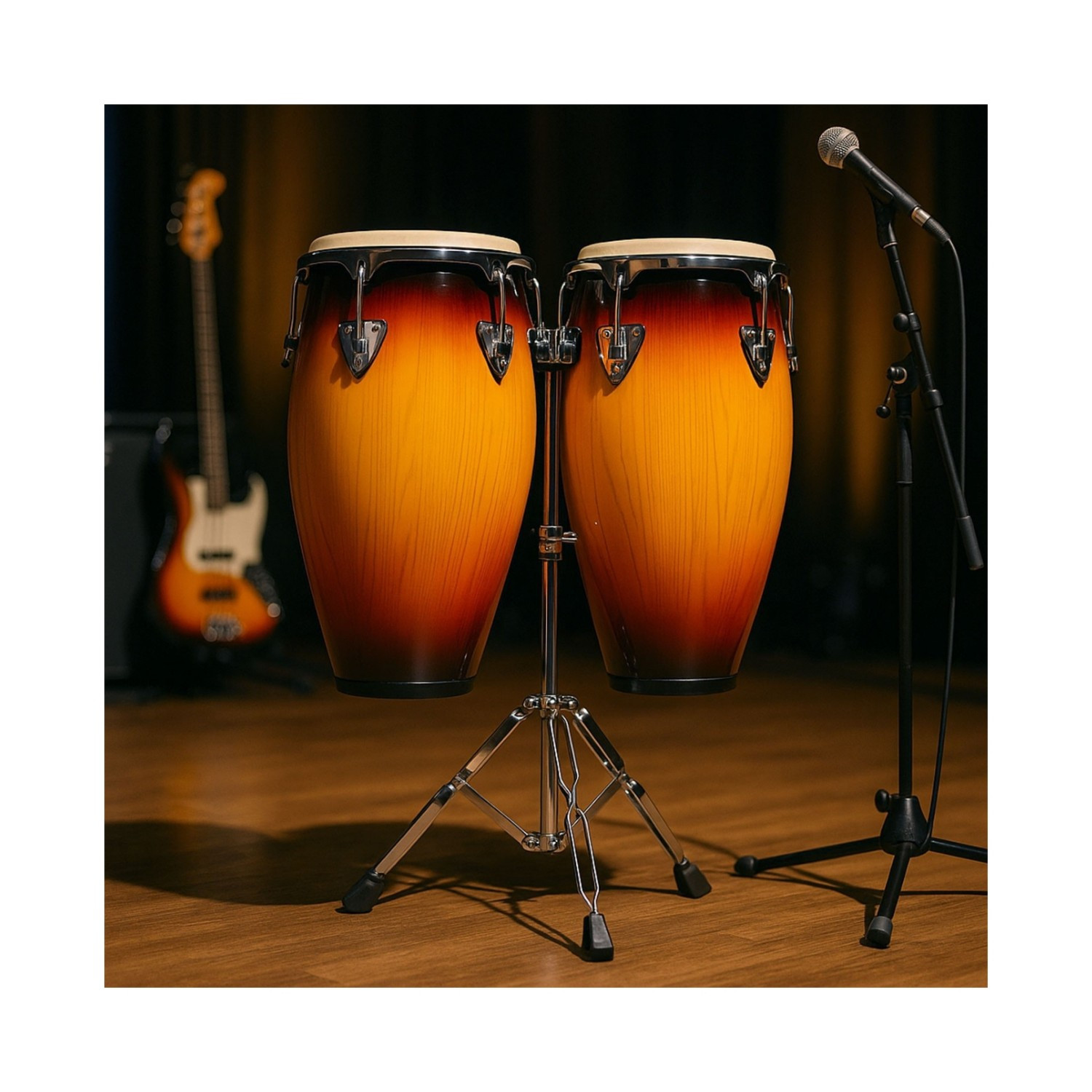 Foto 6 pulgar | Set Congas 11 Y 12 Pulgadas Con Soportes Parche De Cuero Audiotek
