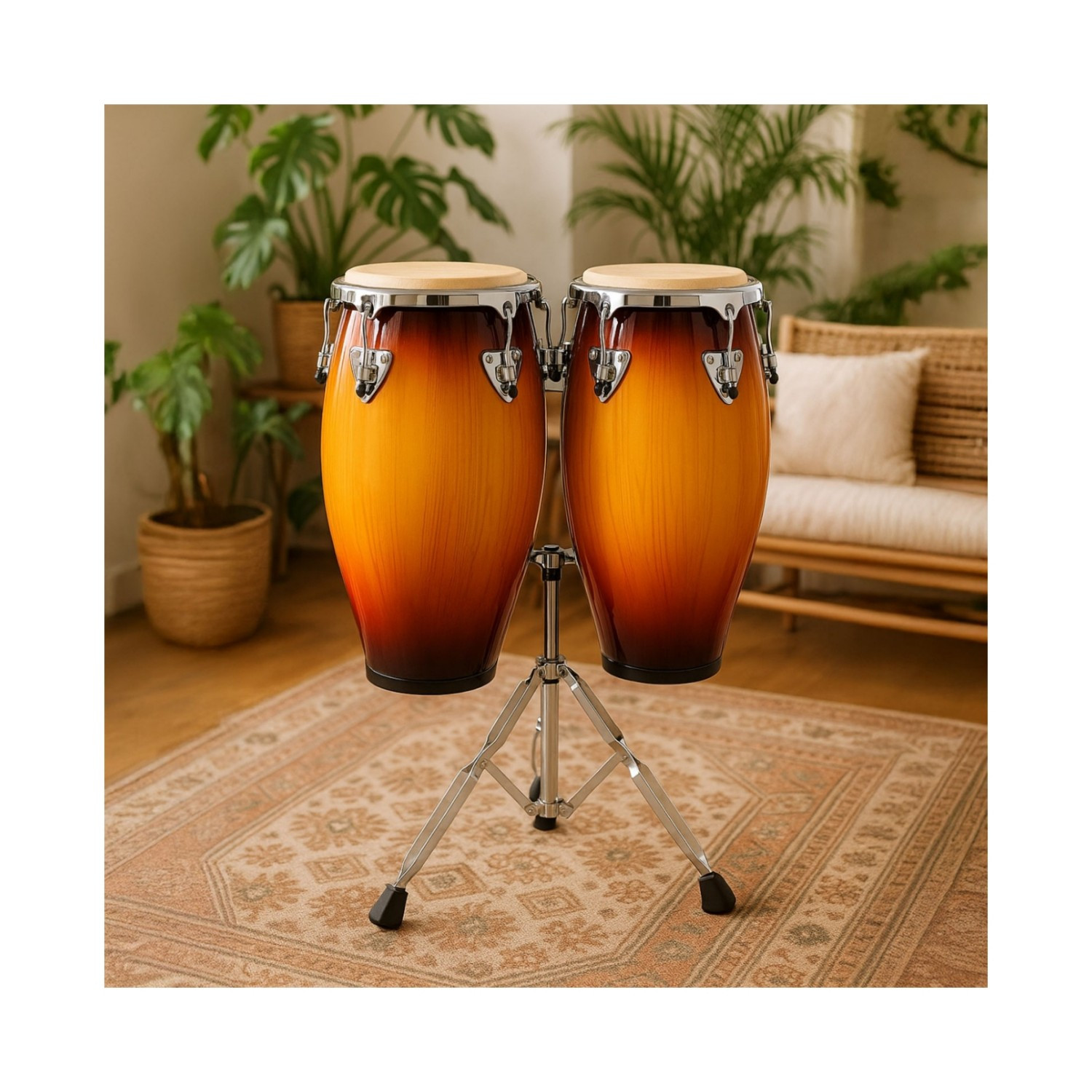 Foto 7 pulgar | Set Congas 11 Y 12 Pulgadas Con Soportes Parche De Cuero Audiotek