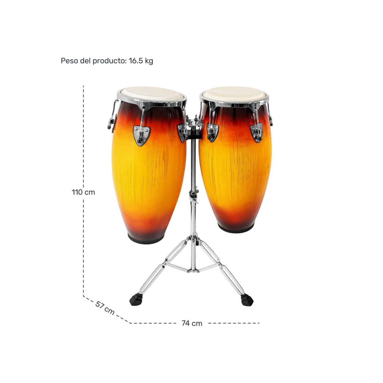 Foto 7 | Set Congas 11 Y 12 Pulgadas Con Soportes Parche De Cuero Audiotek