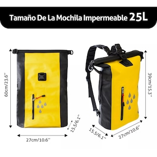 Foto 2 | Mochila Impermeable Bolsa Seca Impermeable Kayak Camping Eo Safe Imports Esi-16867 Amarillo